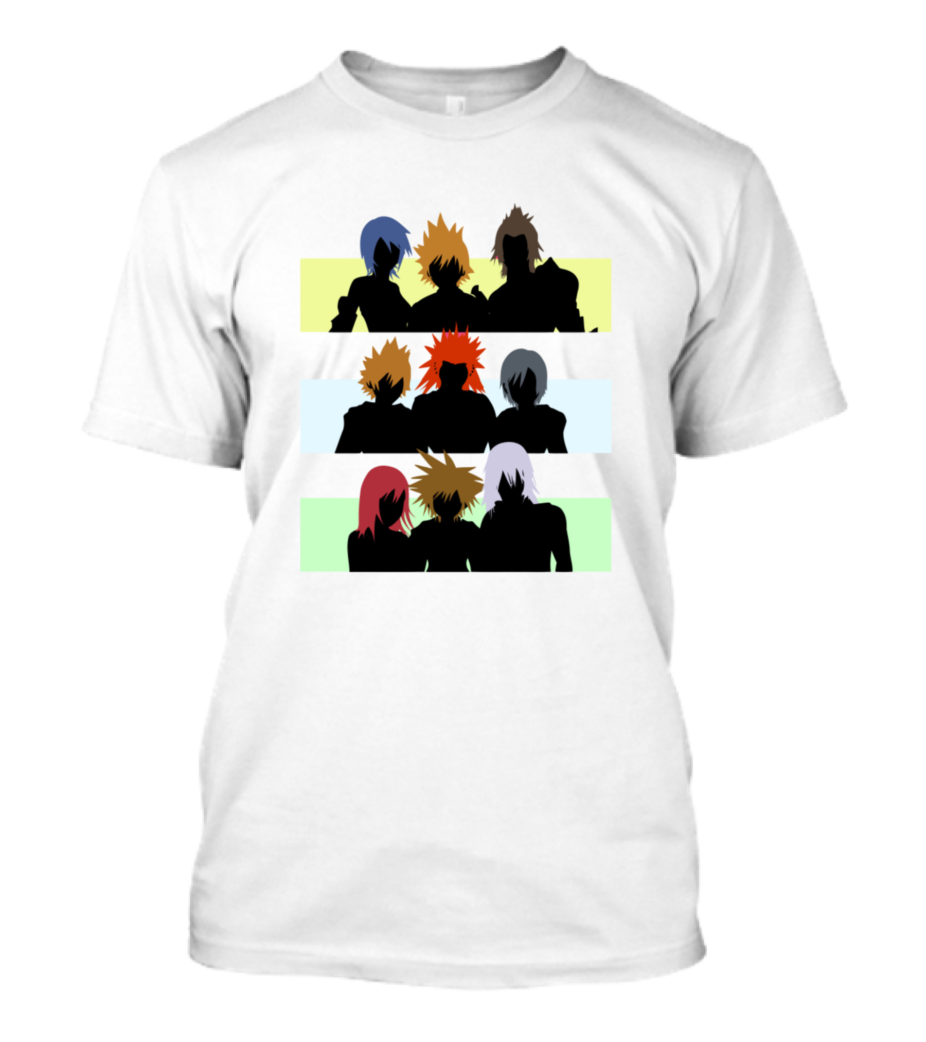 Kingdom Hearts Trio Silhouettes In Colorful Stripes T-Shirt