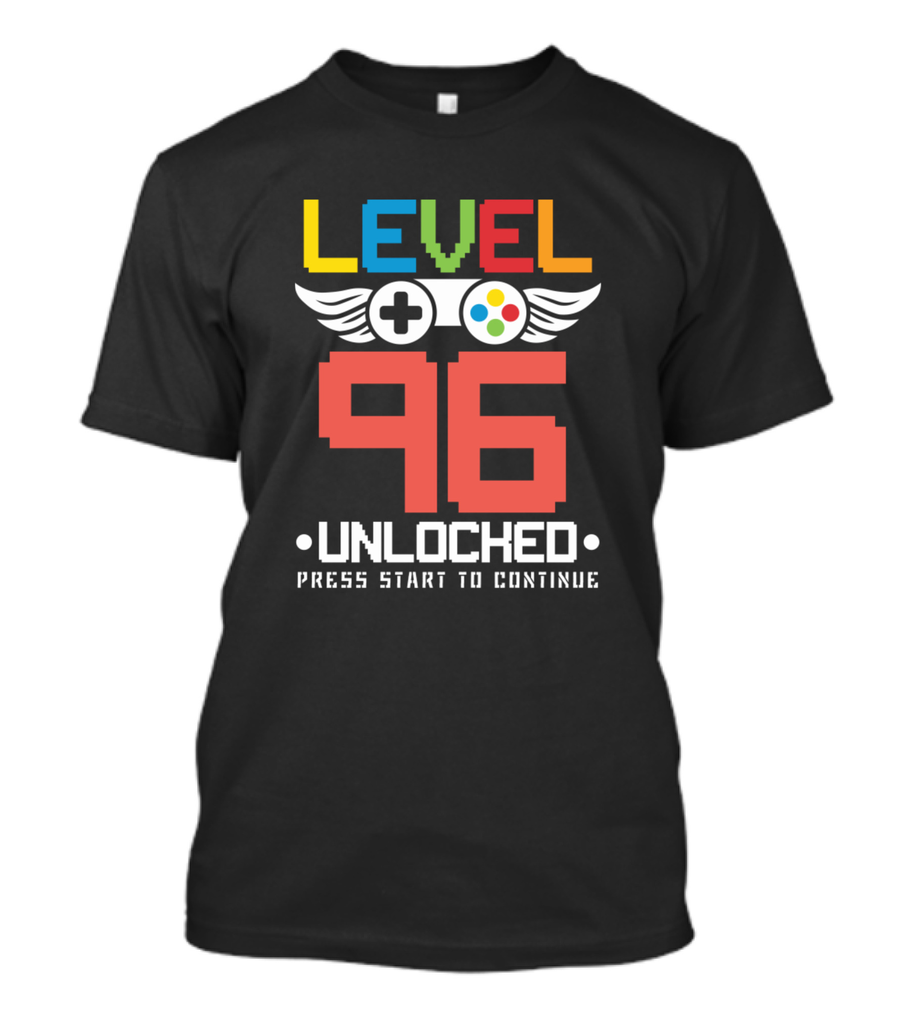 Level 96 Unlocked Press Start To Continue Video Games Lover T-Shirt