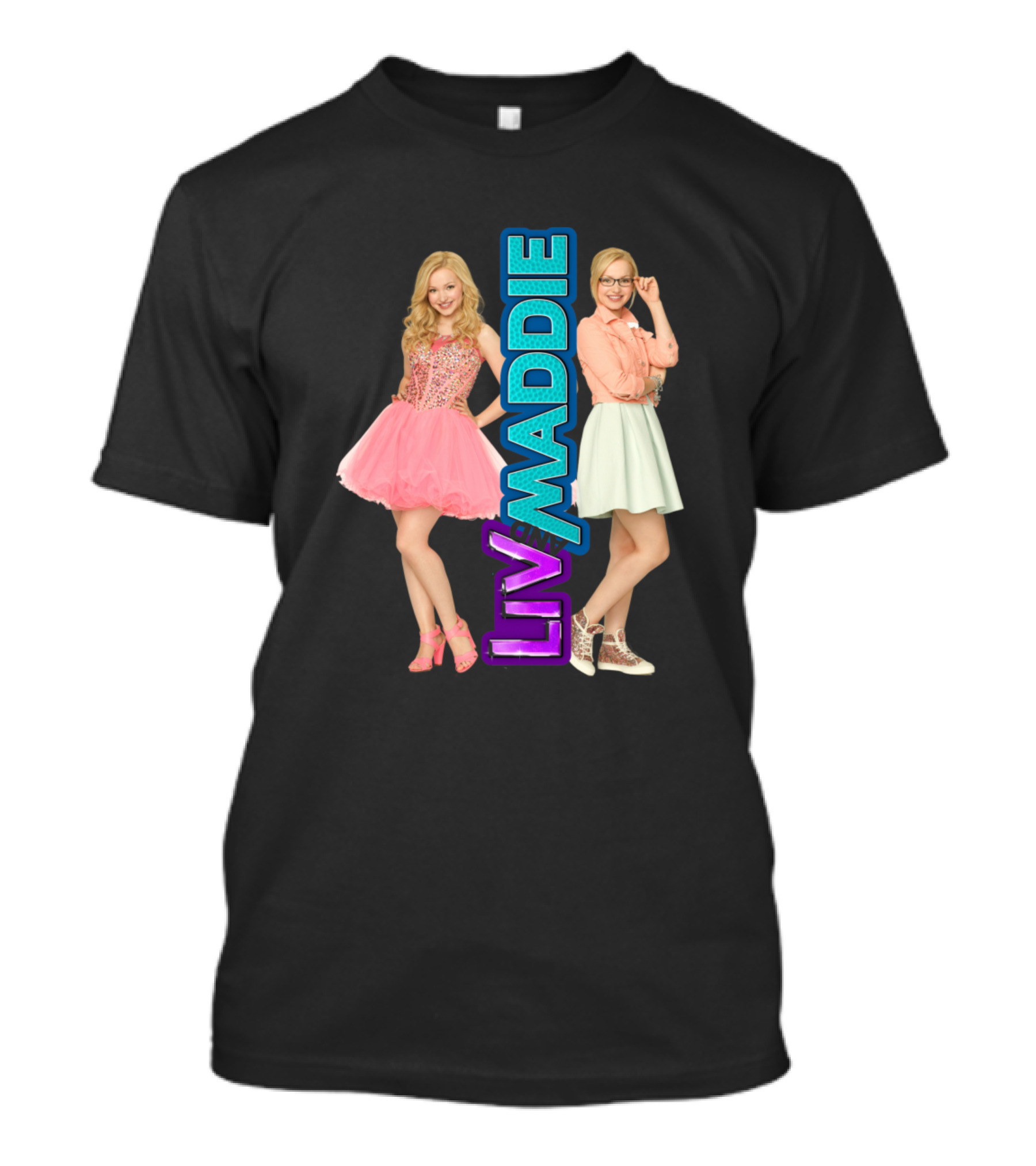 Liv And Maddie Logo With Characters In Stylish Outfits T-Shirt