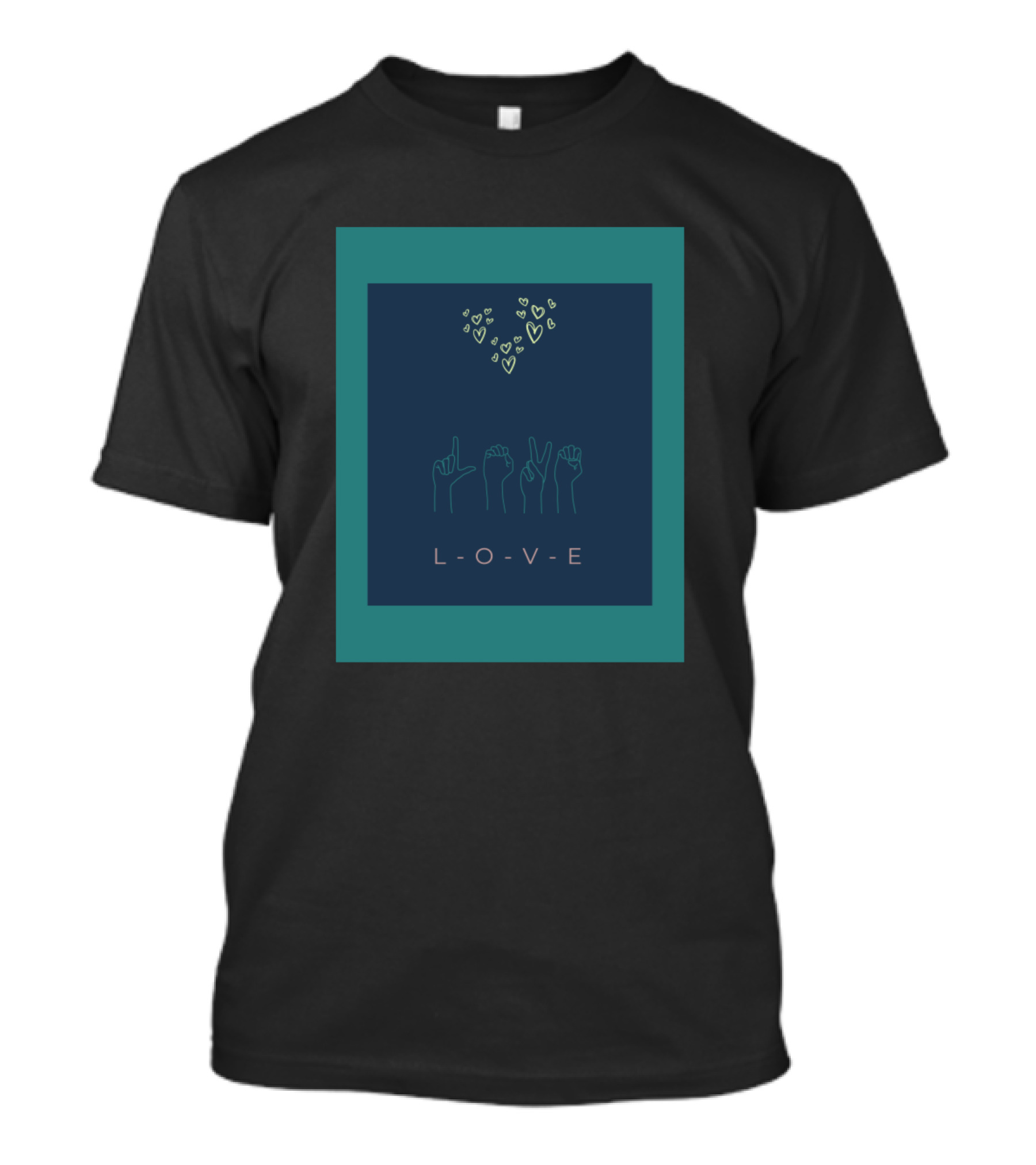 LOVE With Hand Signs And Heart Shapes T-Shirt