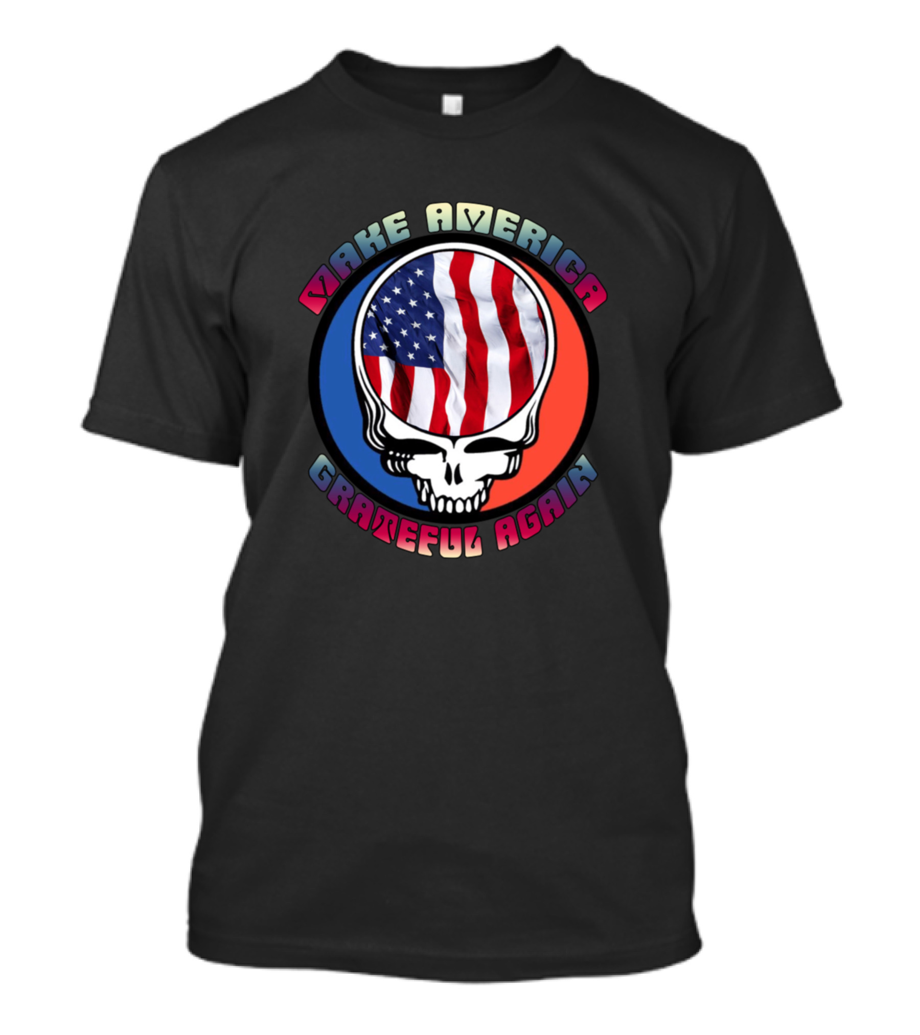 Make America Grateful Again Skull With American Flag Colors T-Shirt