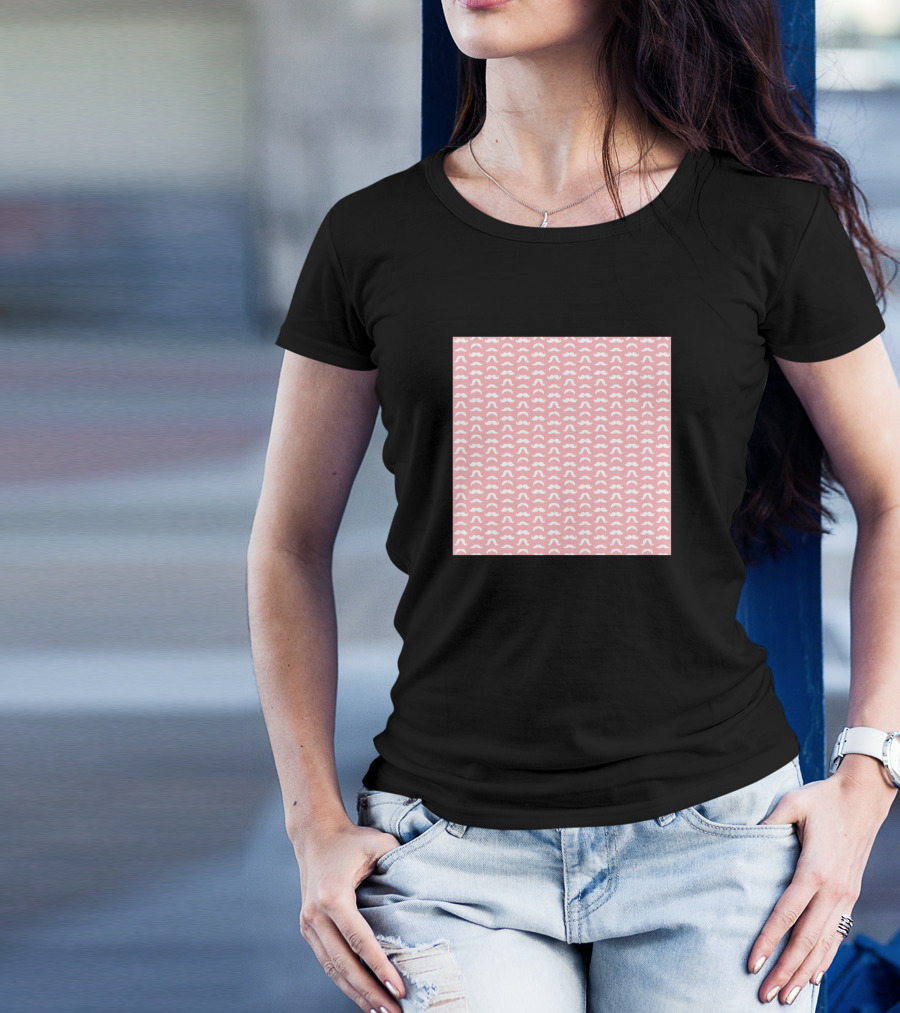 Mustache Pattern Light Pink Neck Gaiter T-Shirt