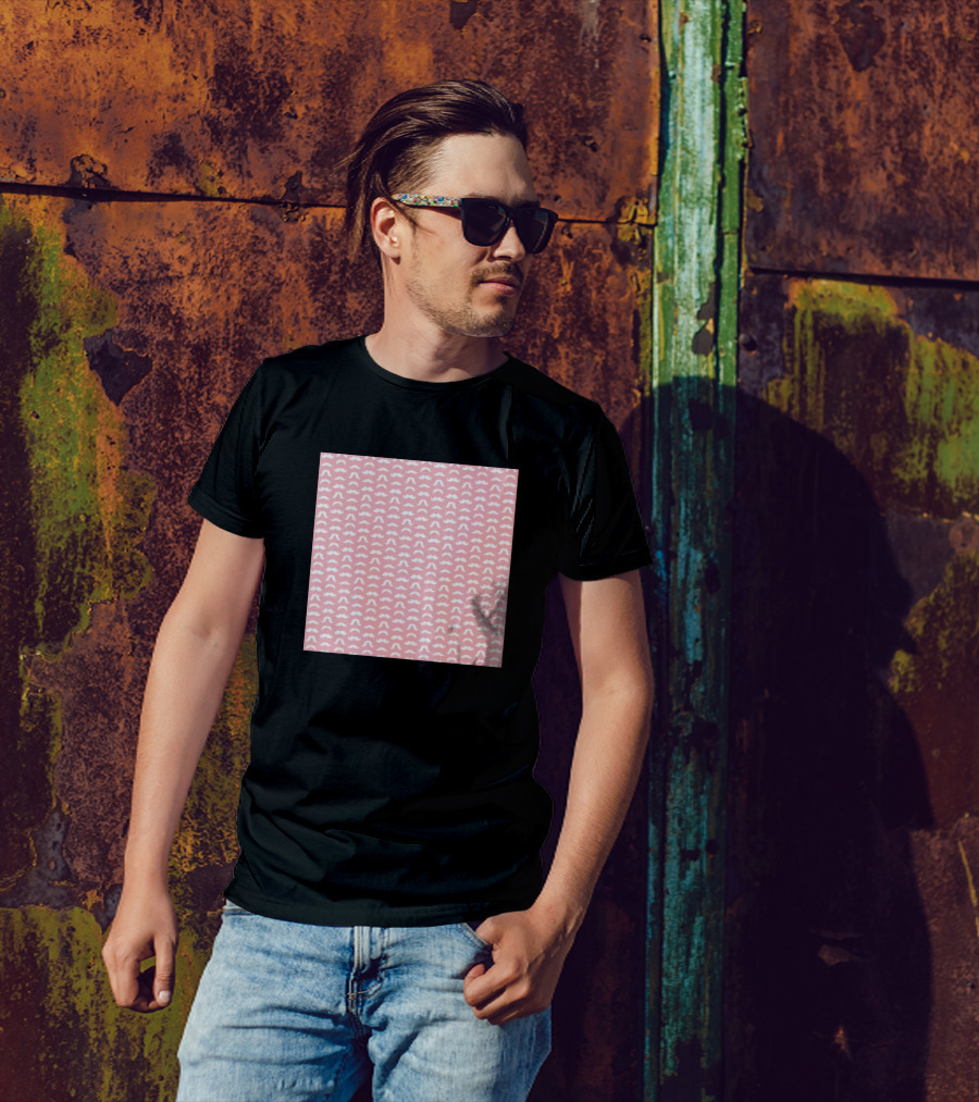 Mustache Pattern Light Pink Neck Gaiter T-Shirt