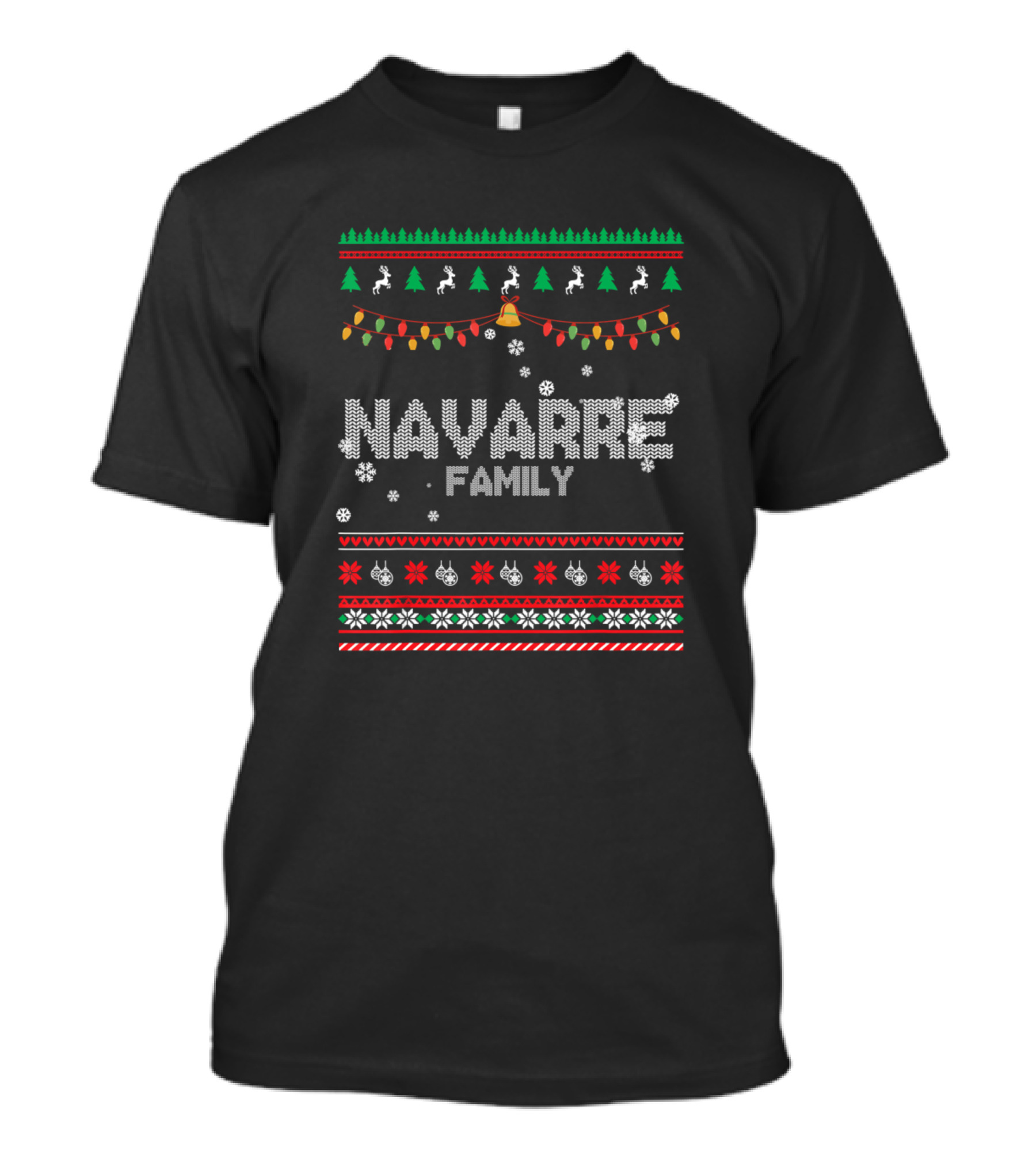 Navarre Family Christmas Xmas Merry Snowflakes Bells Trees Lights T-Shirt