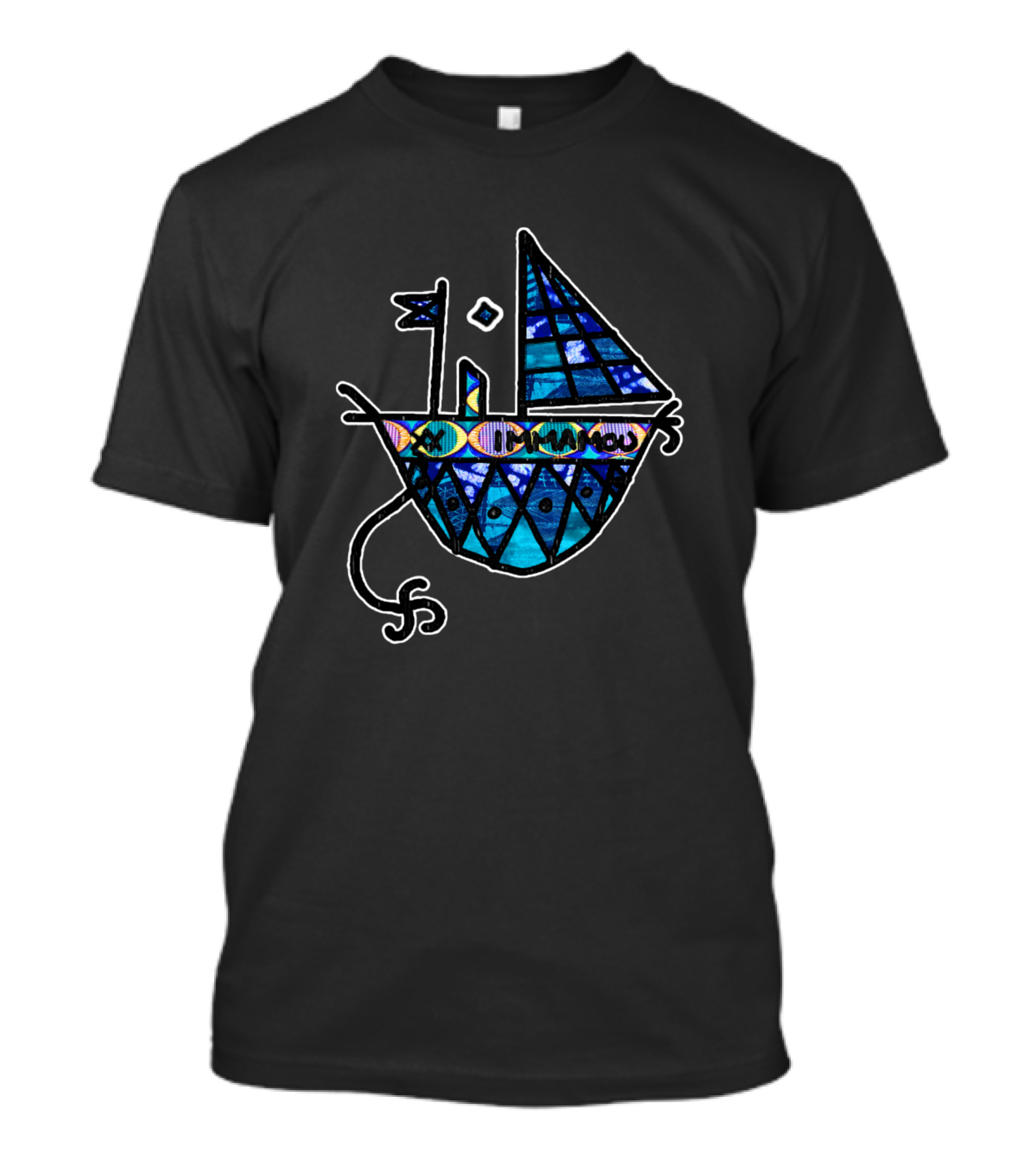 Agwe Veve Sigil Intricate Geometric Blue Boat T-Shirt