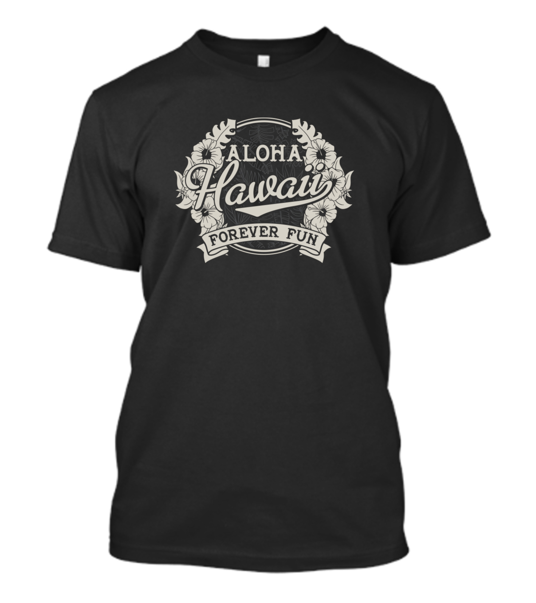 Aloha Hawaii Forever Fun Tropical Floral Emblem T-Shirt