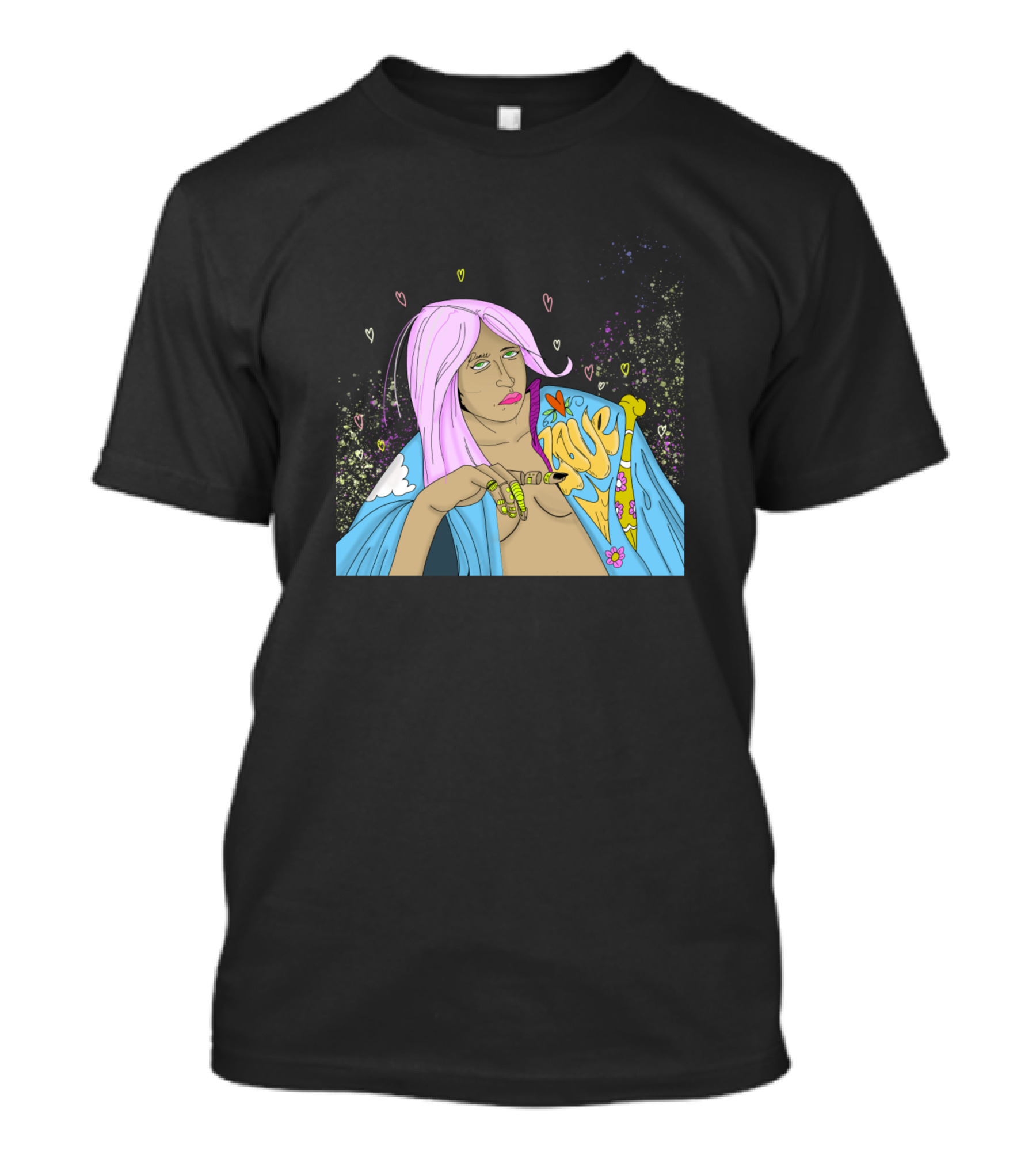 Android Lady Love Neon Hearts Galaxy Fashion T-Shirt