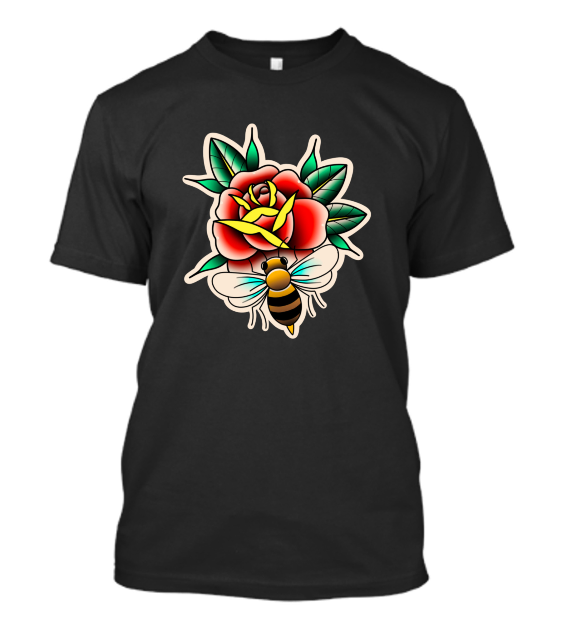 Bee And Rose Tattoo-Inspired Botanical T-Shirt