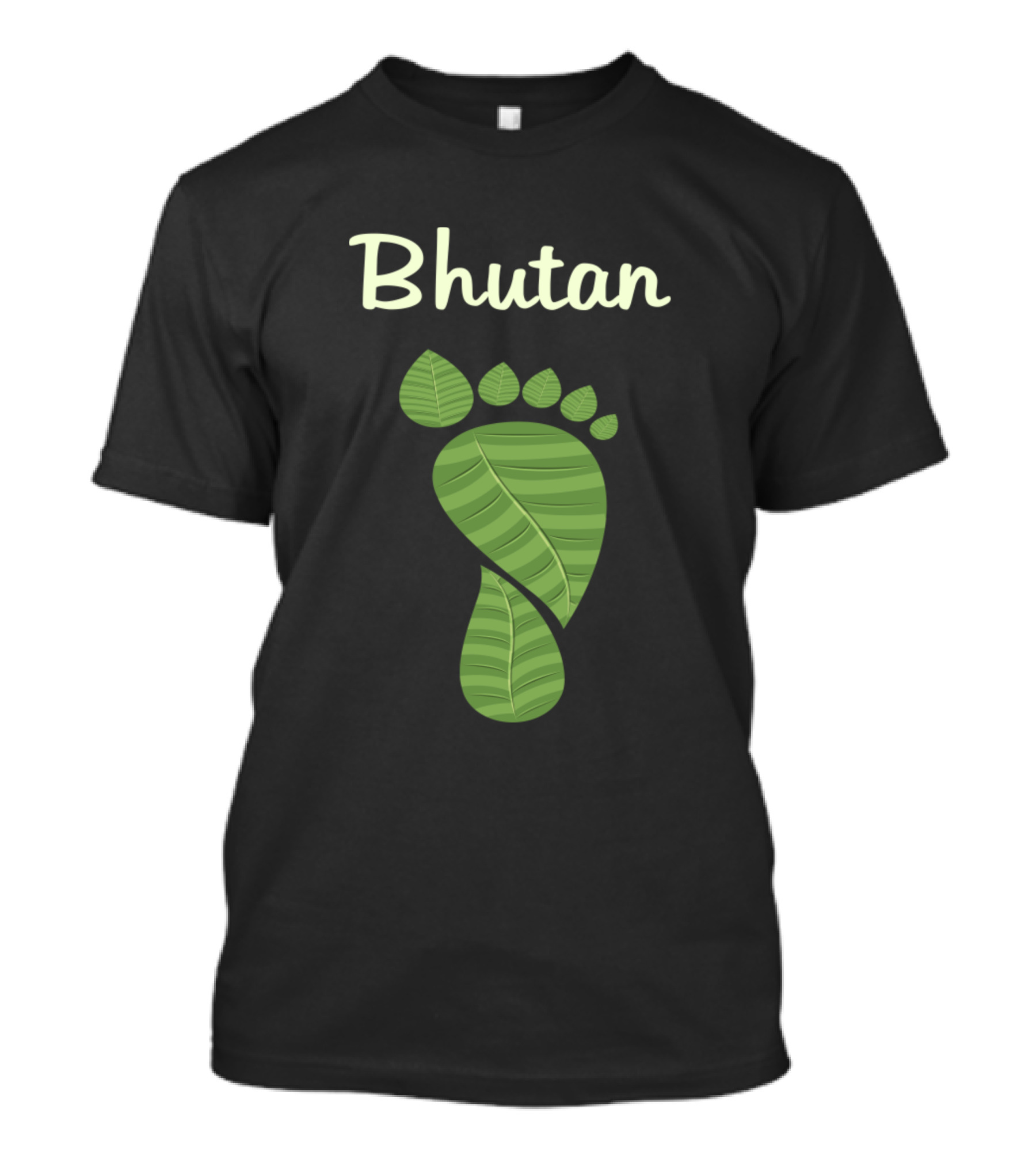 Bhutan Green Leaf Footprint T-Shirt