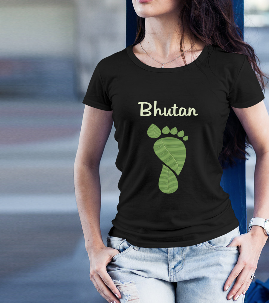 Bhutan Green Leaf Footprint T-Shirt