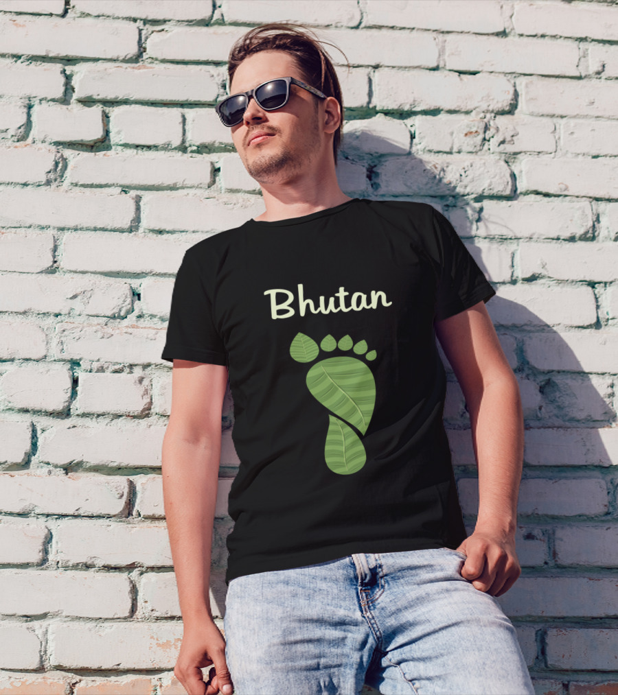 Bhutan Green Leaf Footprint T-Shirt