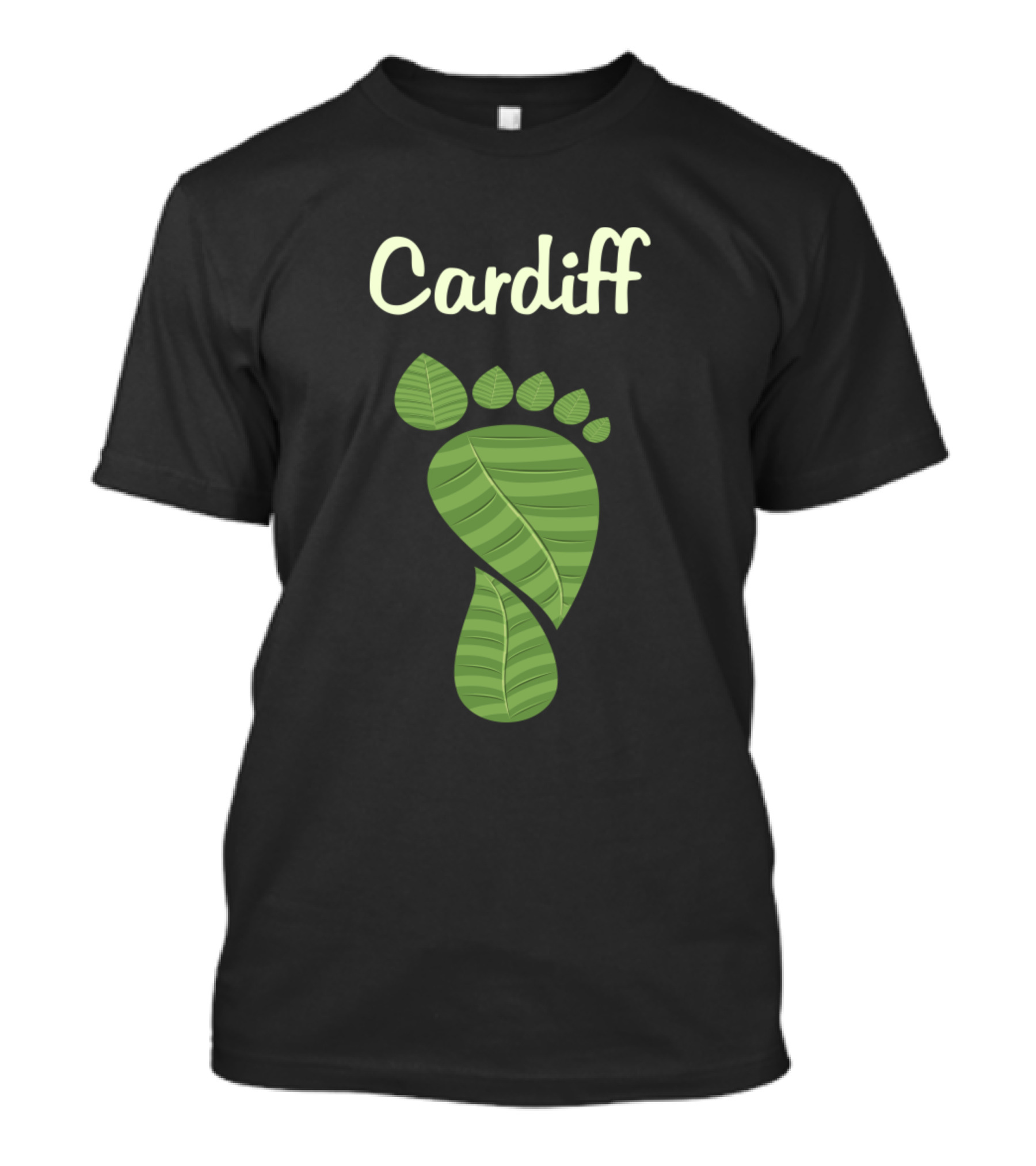 Cardiff Green Footprint Leaves United Kingdom Uk T-Shirt