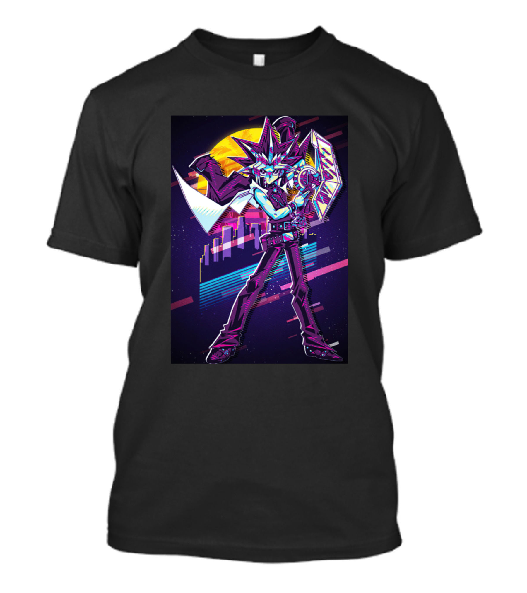Yugi Player Vintage Anime Style Pharaoh Duelist Retro Neon Aesthetic T-Shirt