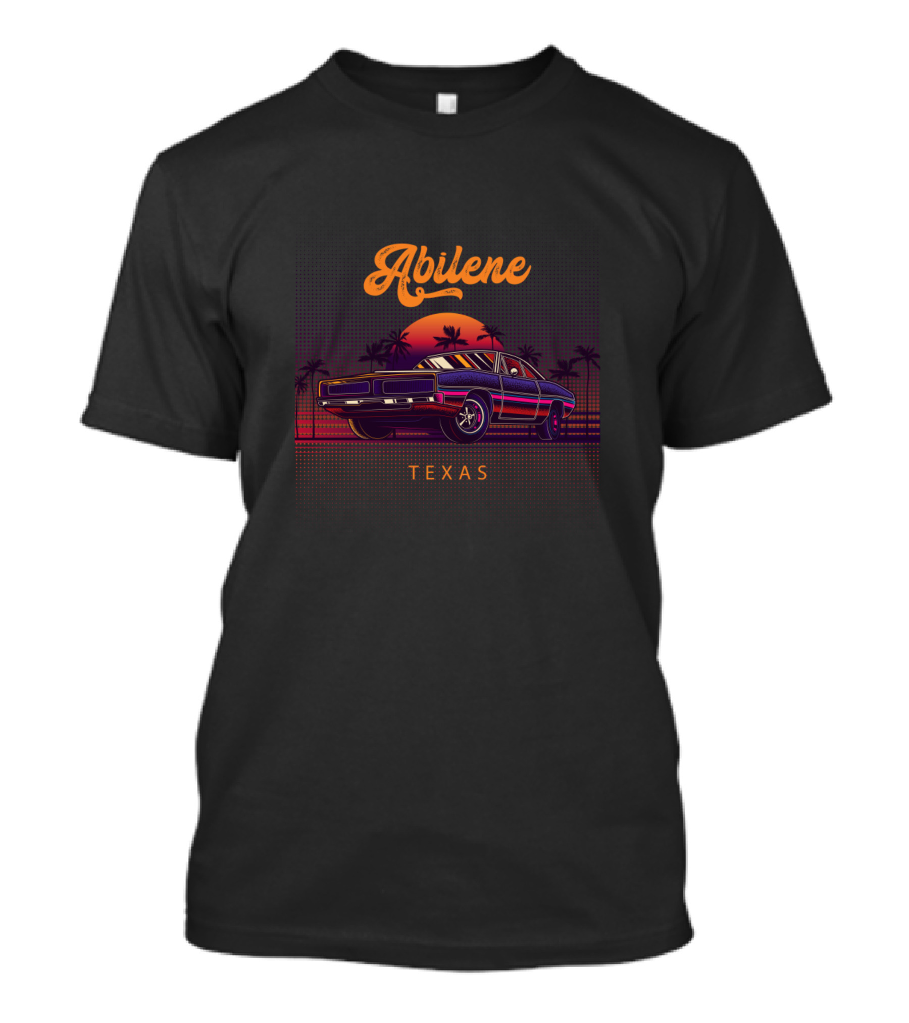 Abilene Texas Sunset Vintage Muscle Cars With Palm Trees T-Shirt