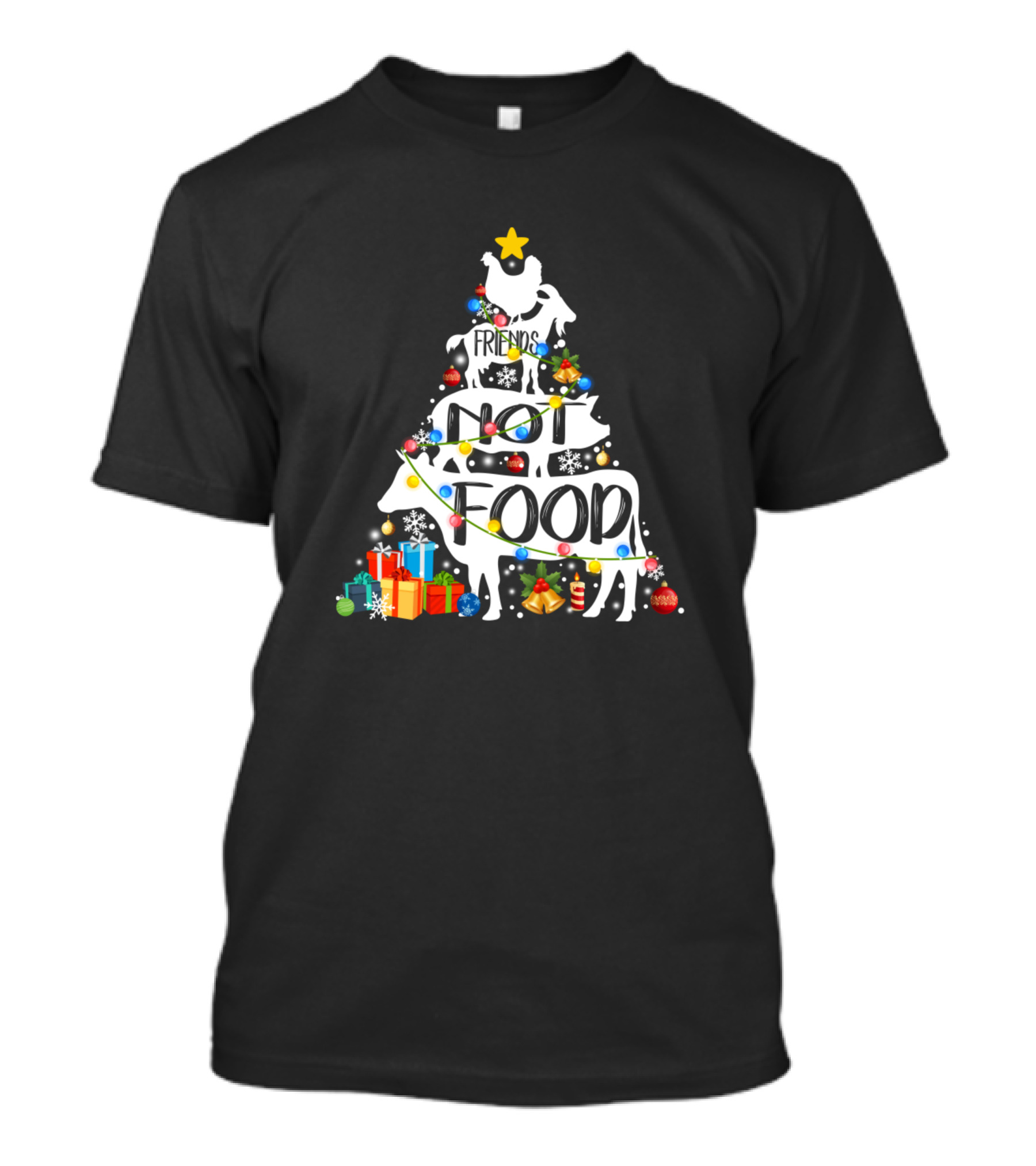 Animals In Farm Christmas Tree Friends Not Food Presents Ornaments Star T-Shirt