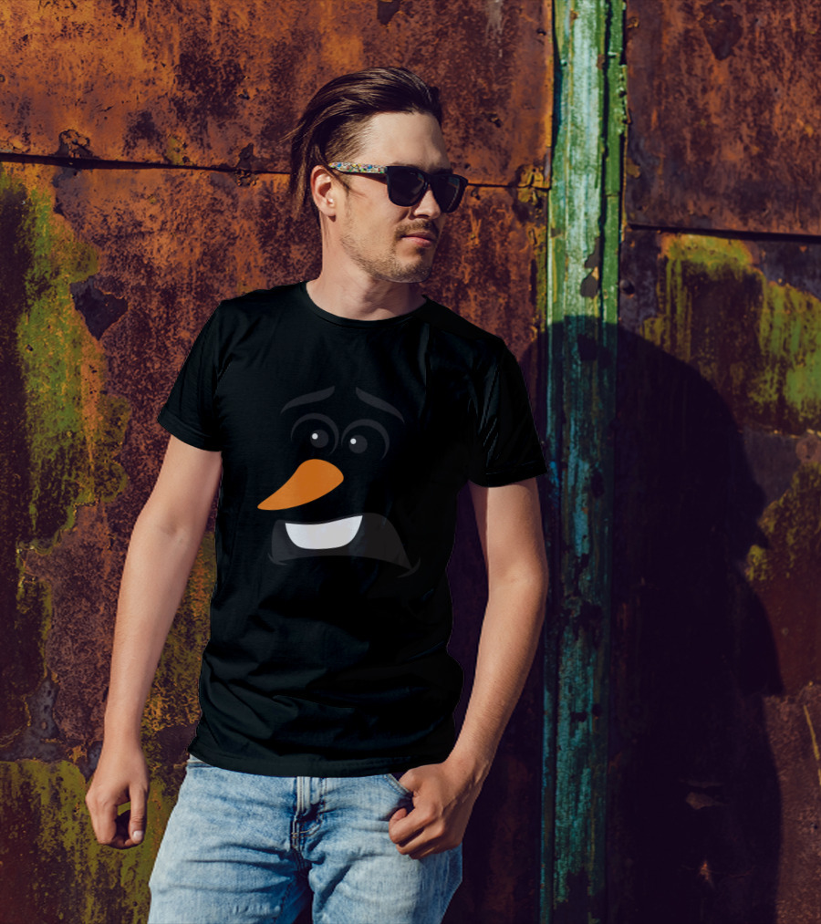 Anxious Snowman Carrot Nose Face Expression T-Shirt