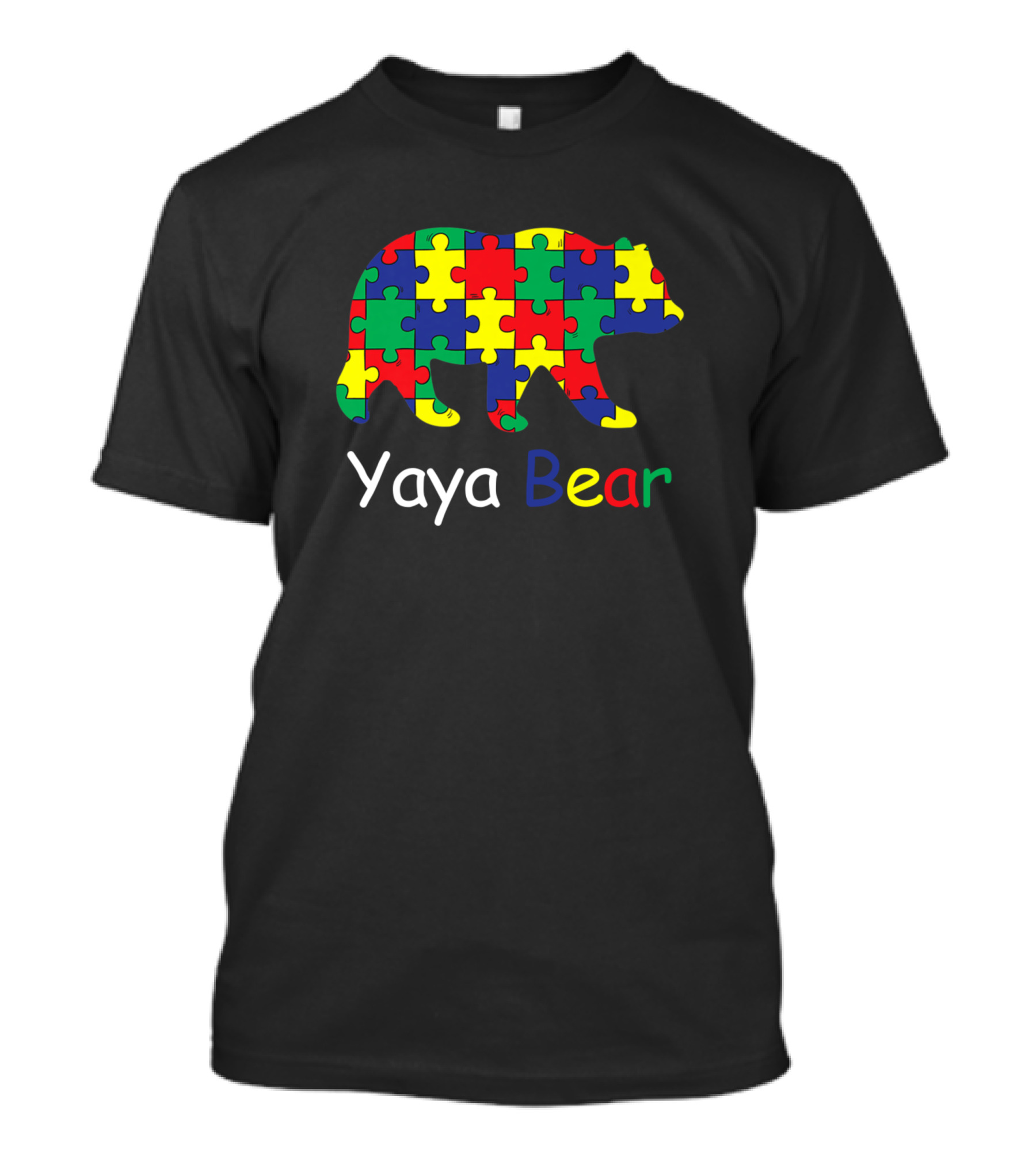 Yaya Bear Autism Awareness Support Puzzle T-Shirt