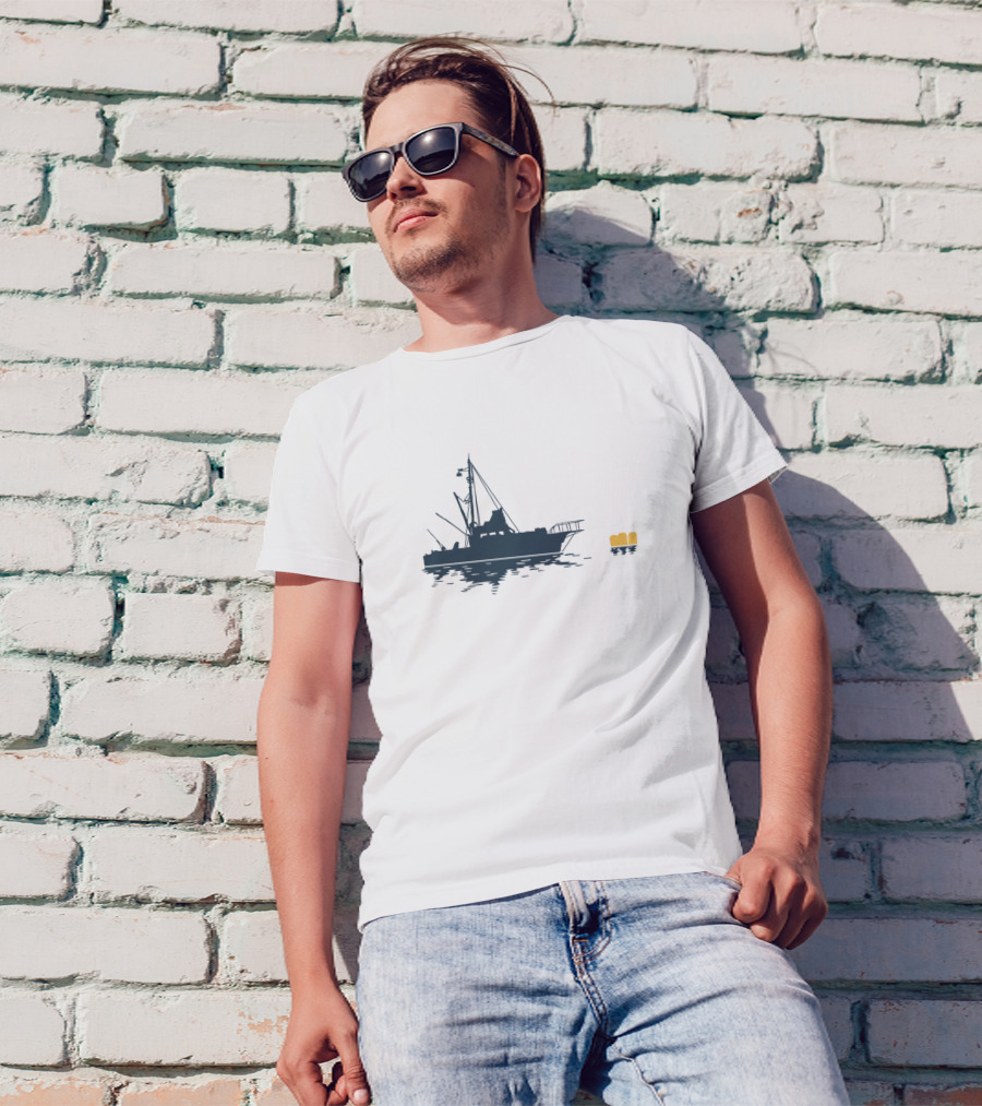 Barrels Boat And Water Reflection T-Shirt