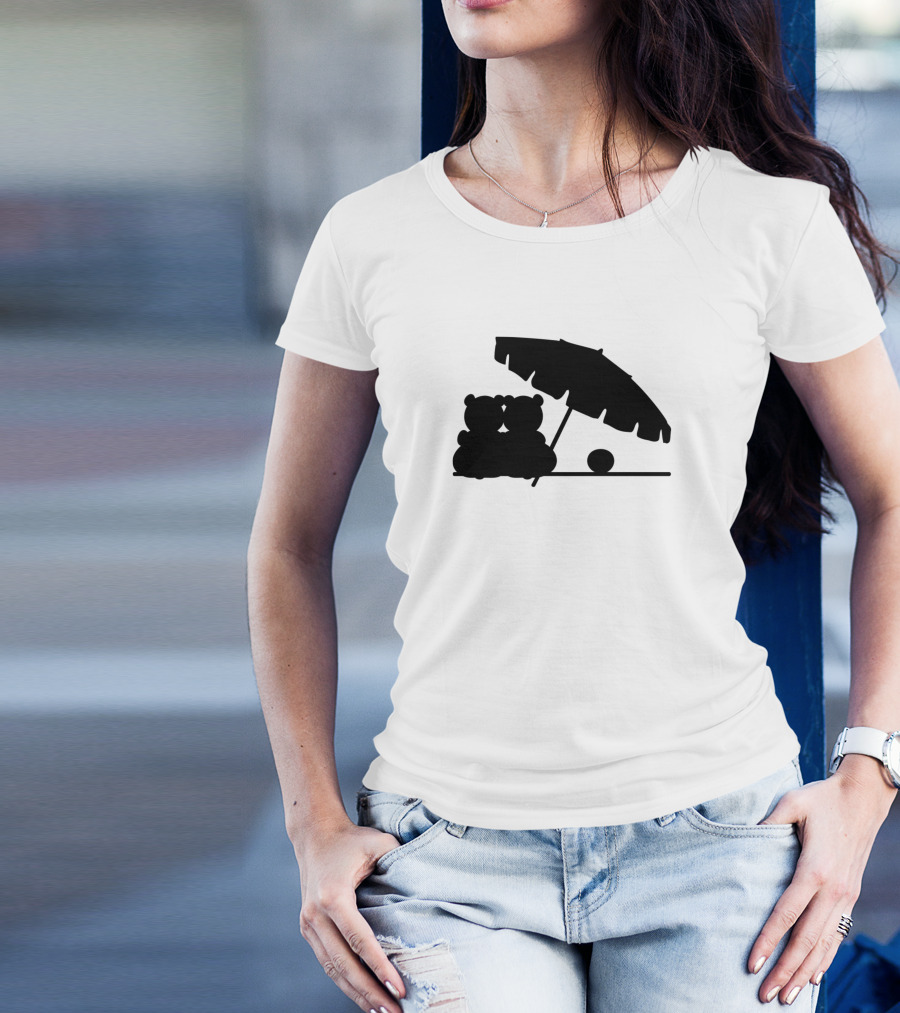 Beach Bear Friendship Umbrella Silhouette Vts2 T-Shirt
