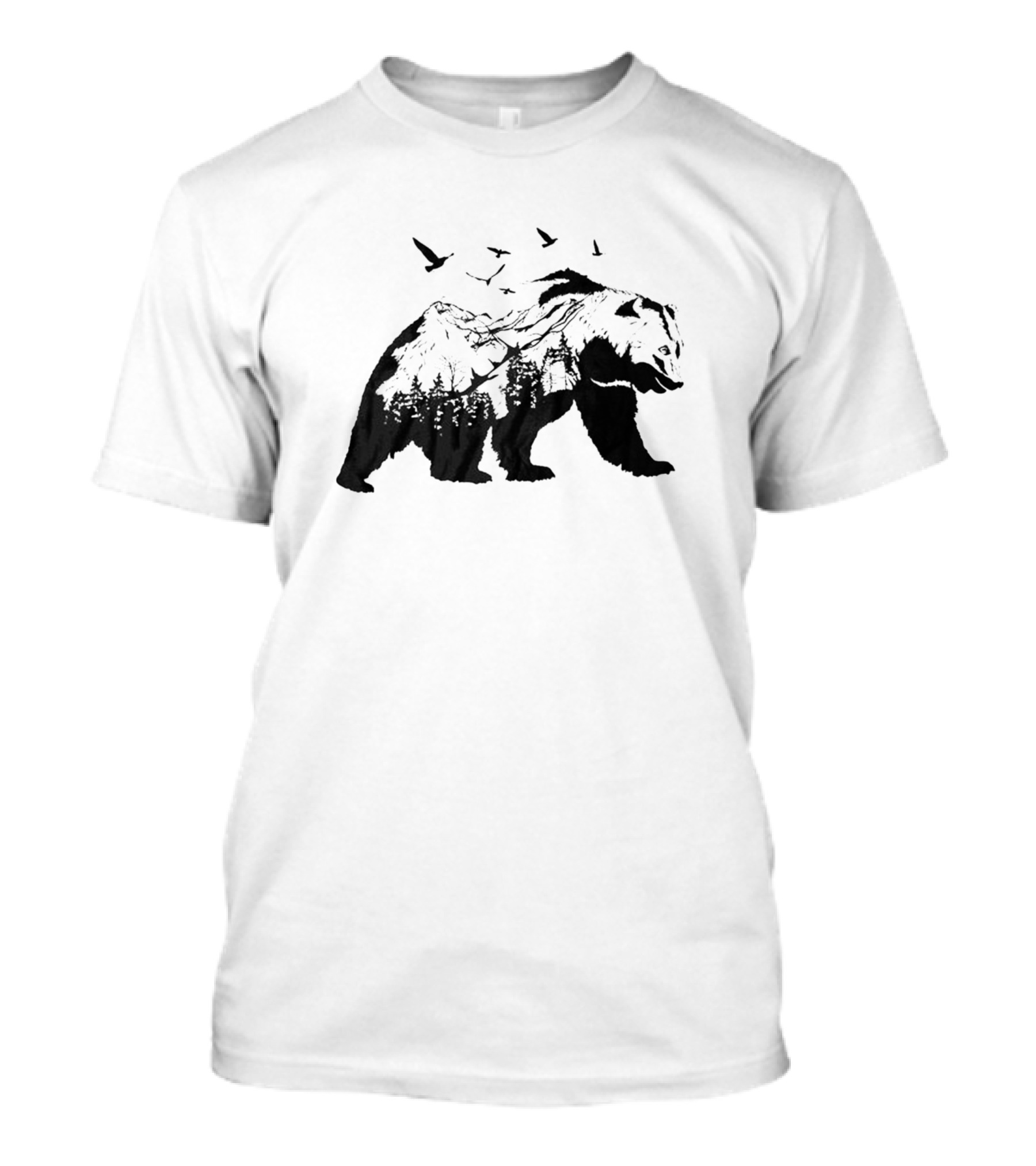 Bear With Mountains And Birds T-Shirt