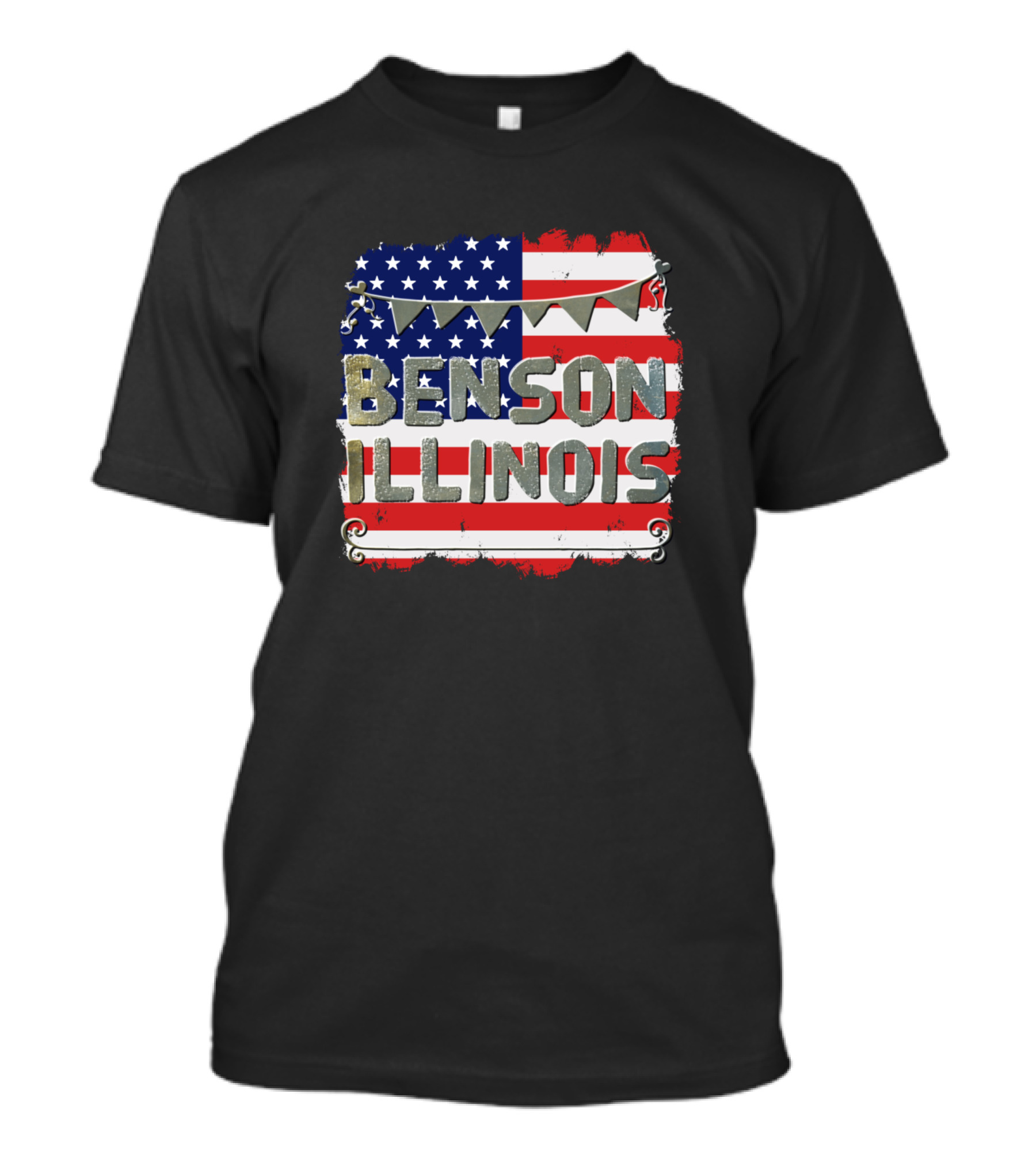 Benson Illinois American Flag Banner T-Shirt