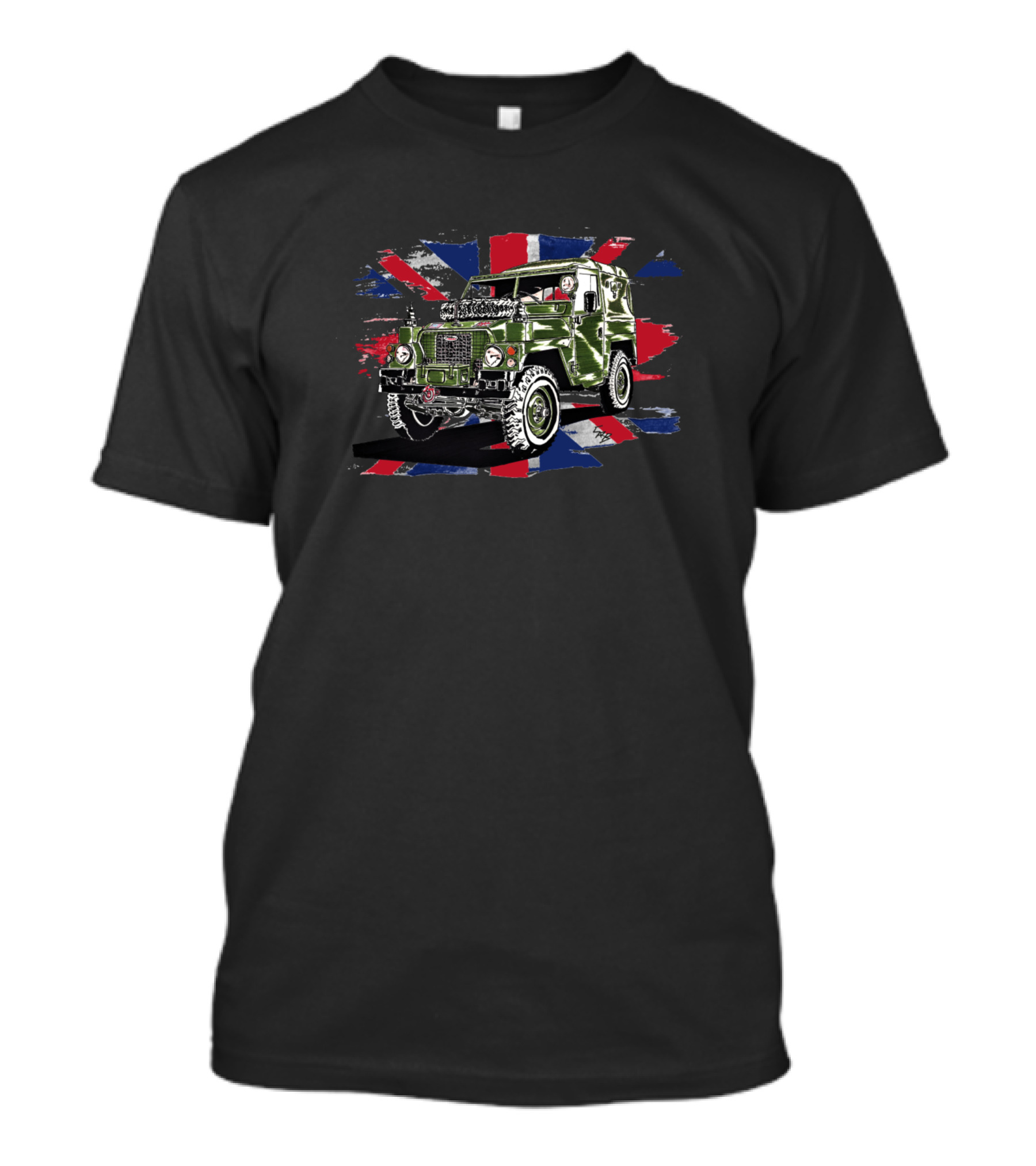 British Military Lightweight Classic Vehicle Union Jack Background T-Shirt
