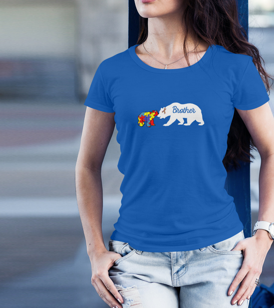 Brother Bear Autism Awareness Puzzle Piece Bear T-Shirt