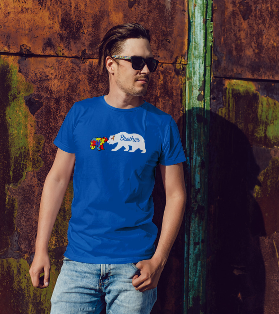 Brother Bear Autism Awareness Puzzle Piece Bear T-Shirt