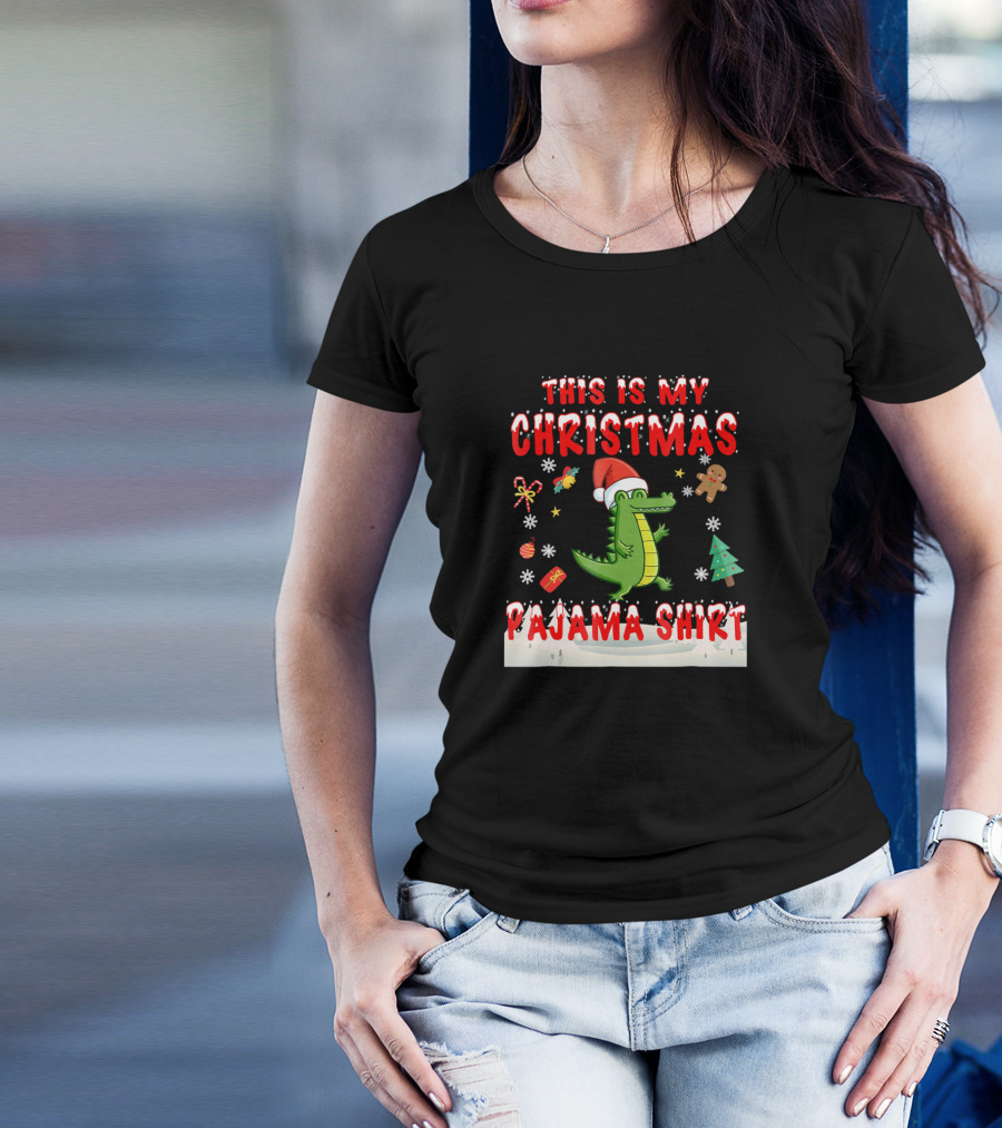 This Is My Christmas Pajama Shirt Cute Alligator T-Shirt