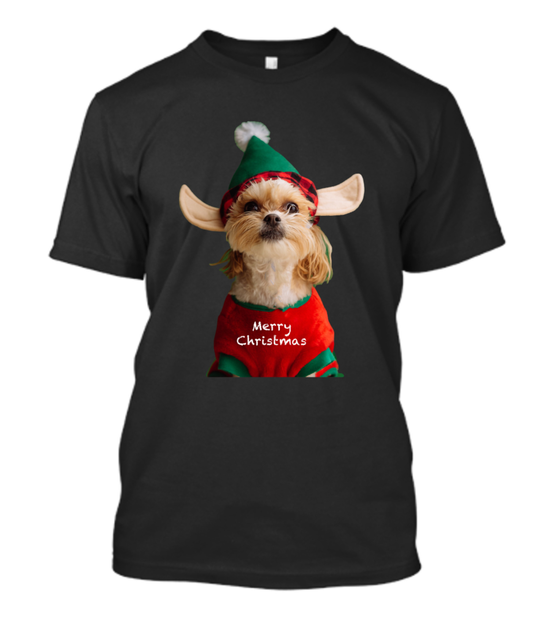 Merry Christmas Cute Elf Dog T-Shirt