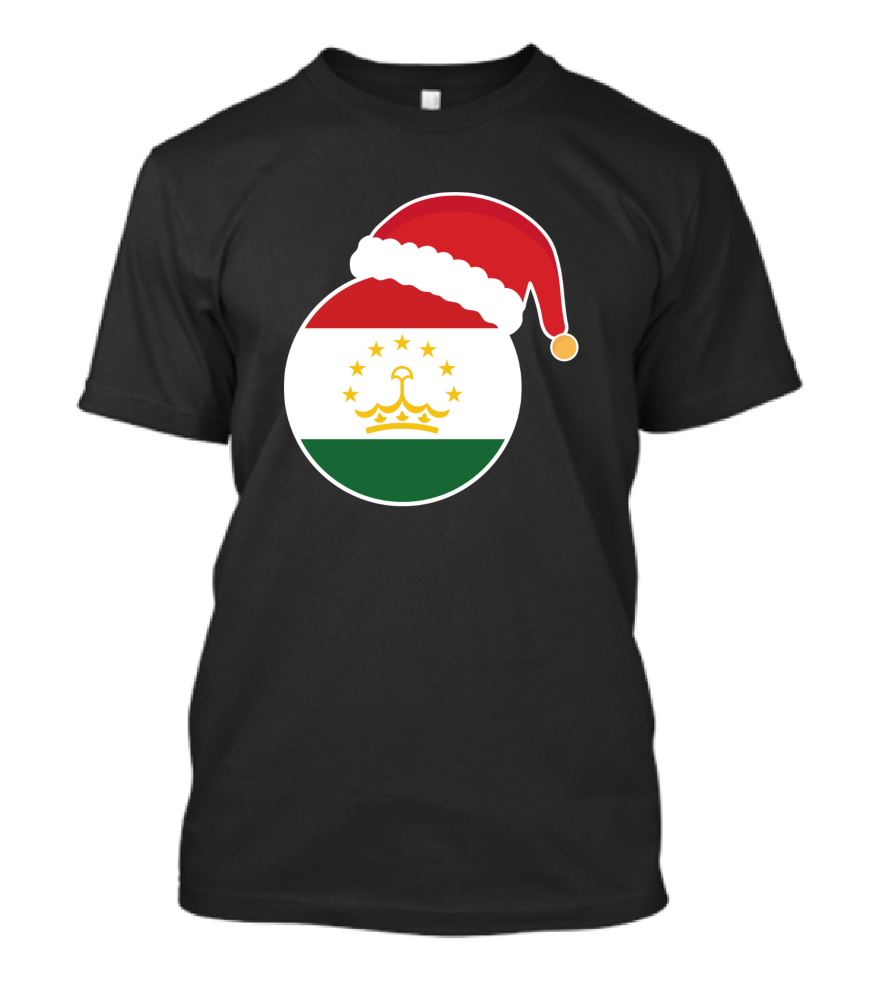 Tajikistan Flag Christmas Santa Hat Circle Holiday T-Shirt