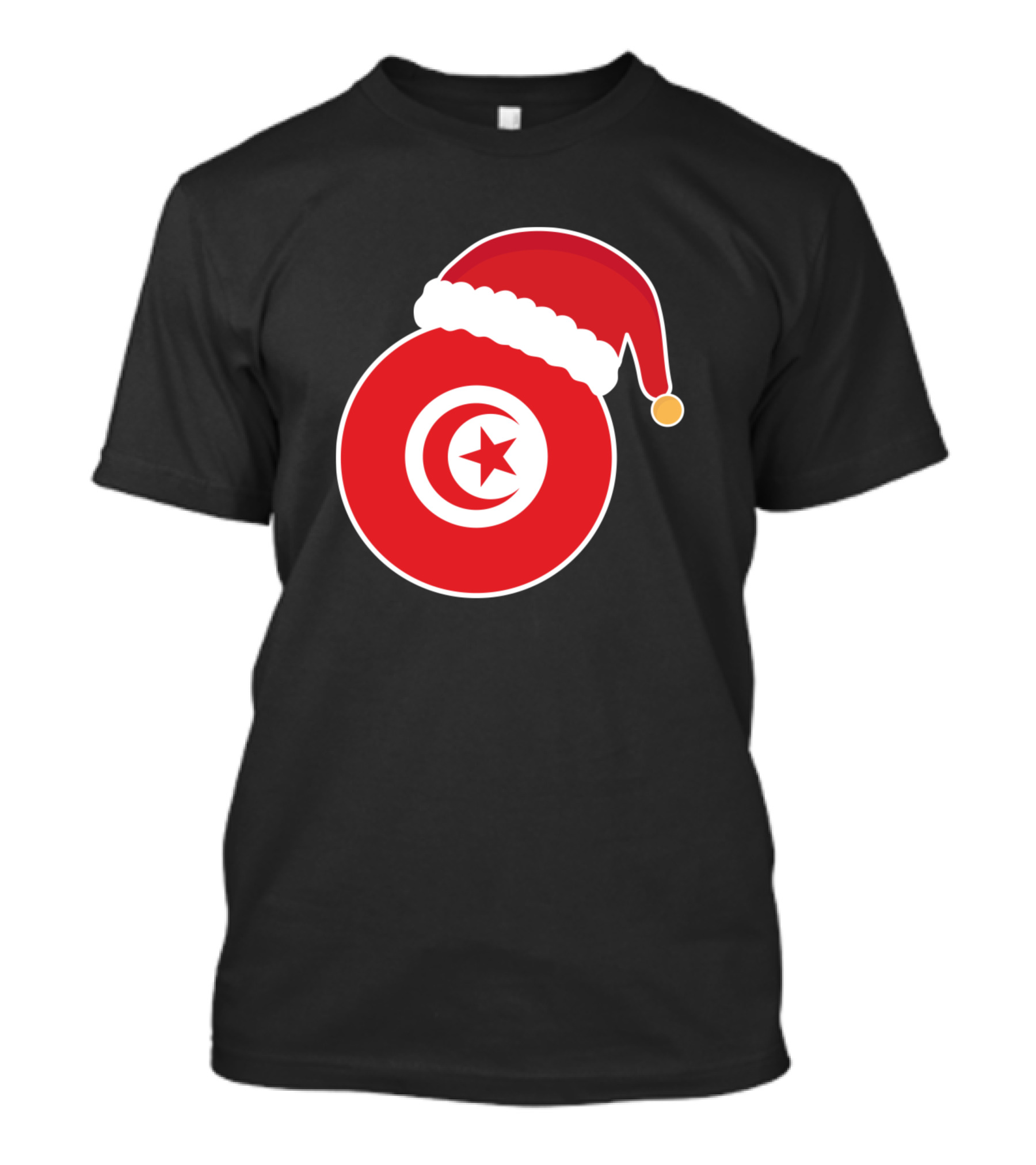 Christmas Tunisia Flag Santa Claus Hat Emblem T-Shirt