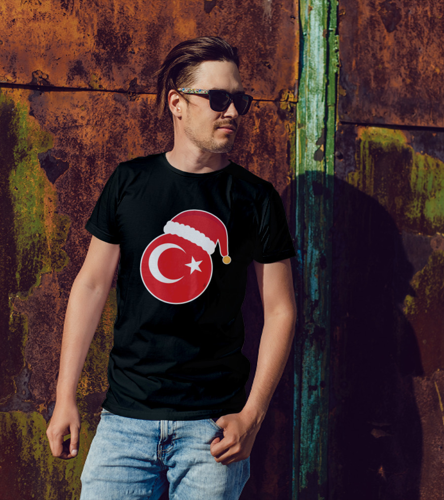 Turkey Flag With Santa Hat Christmas T-Shirt