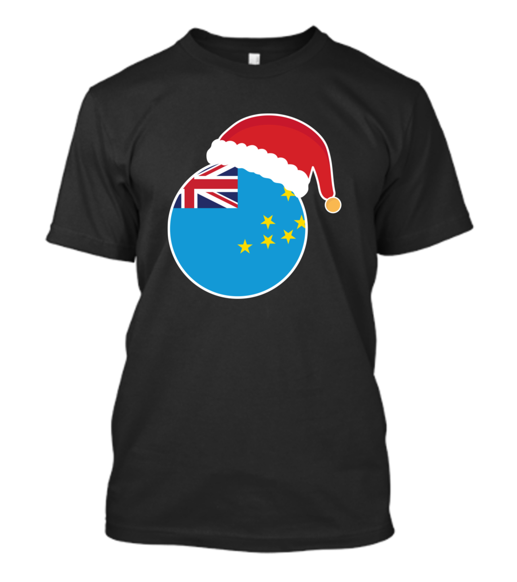 Santa Hat On Tuvalu Flag Christmas T-Shirt