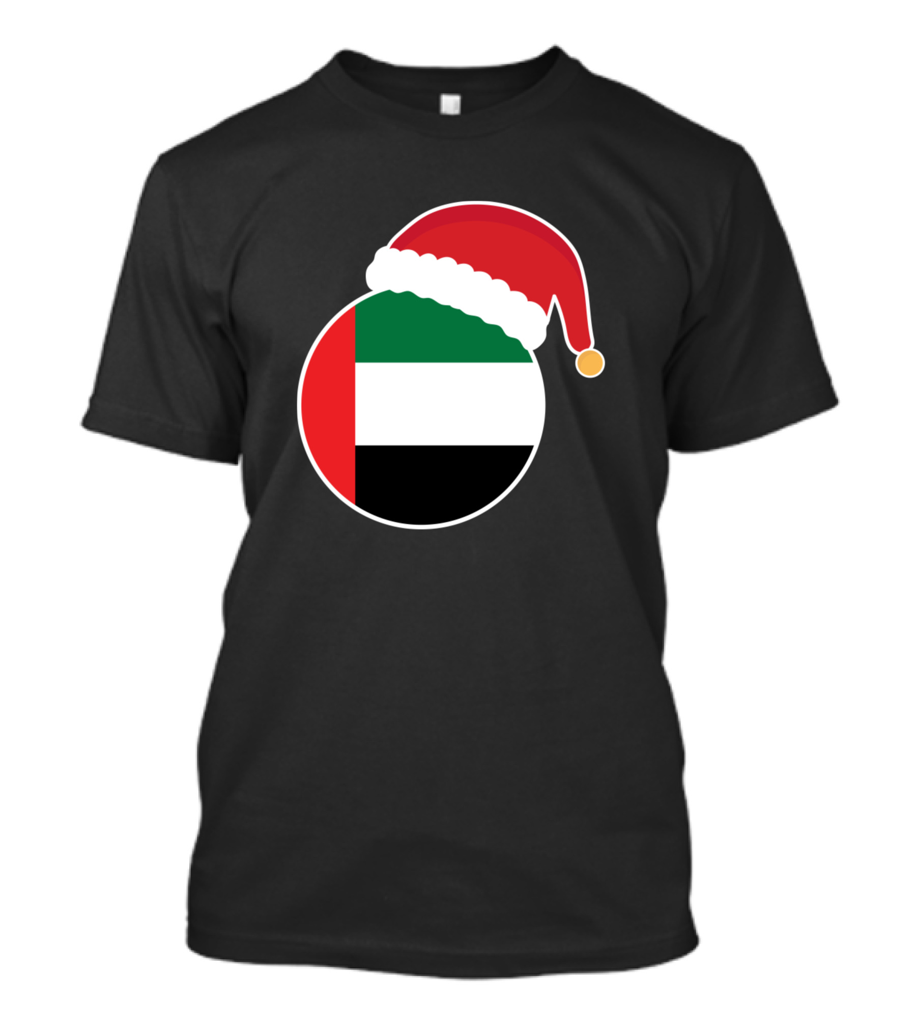 Christmas UAE Flag Santa Hat Circle T-Shirt