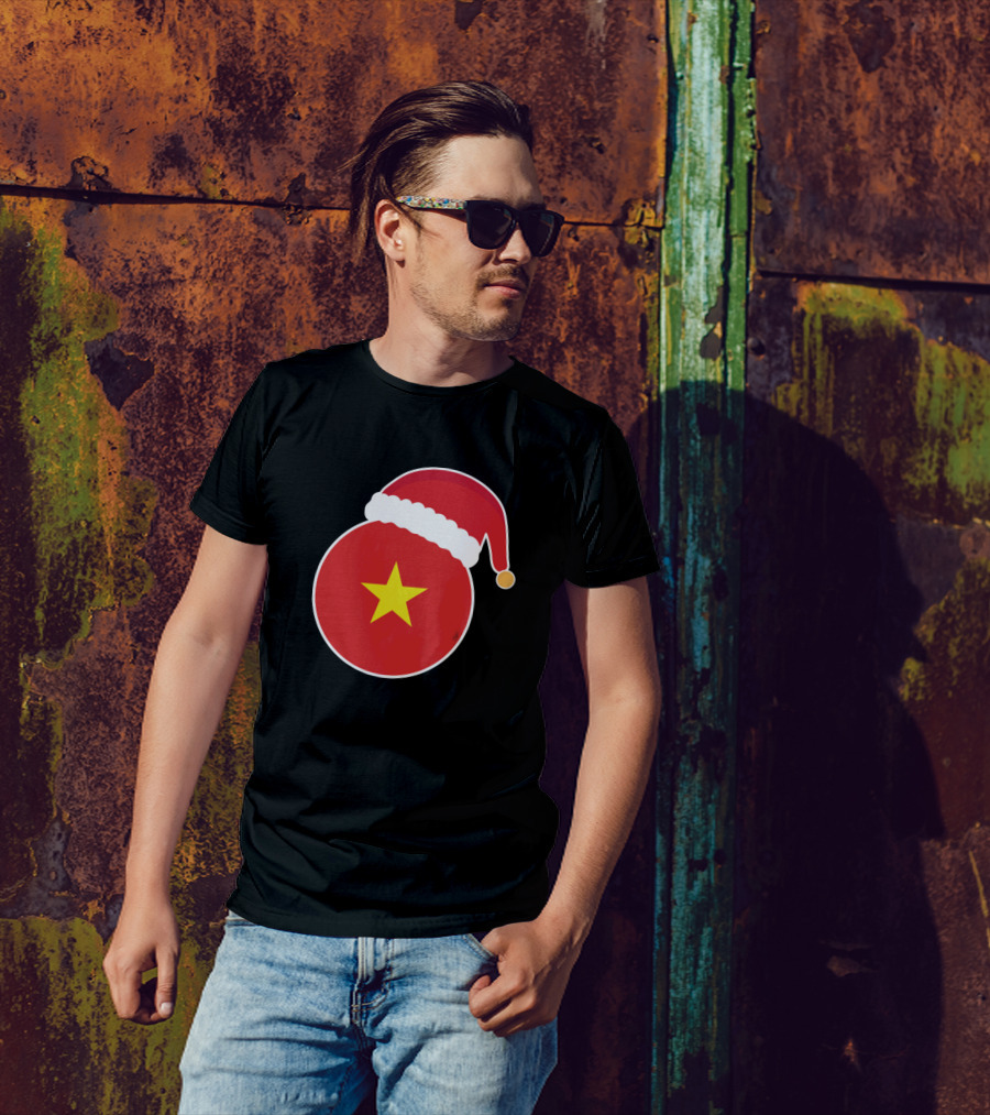 Vietnam Flag Santa Claus Christmas T-Shirt