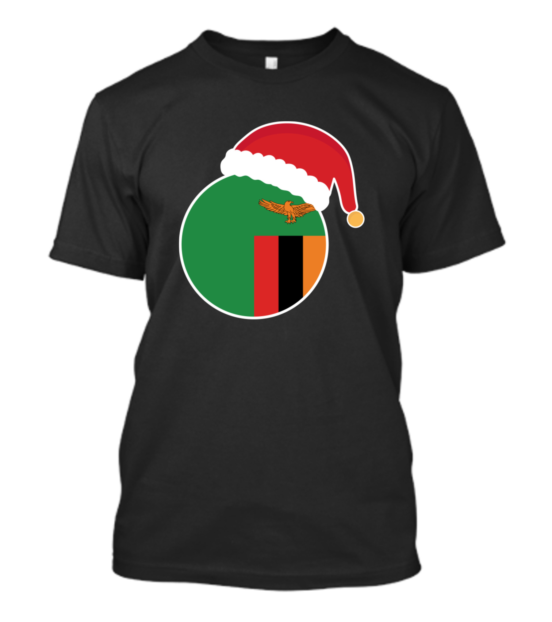 Christmas Zambia Flag Santa Claus Hat T-Shirt