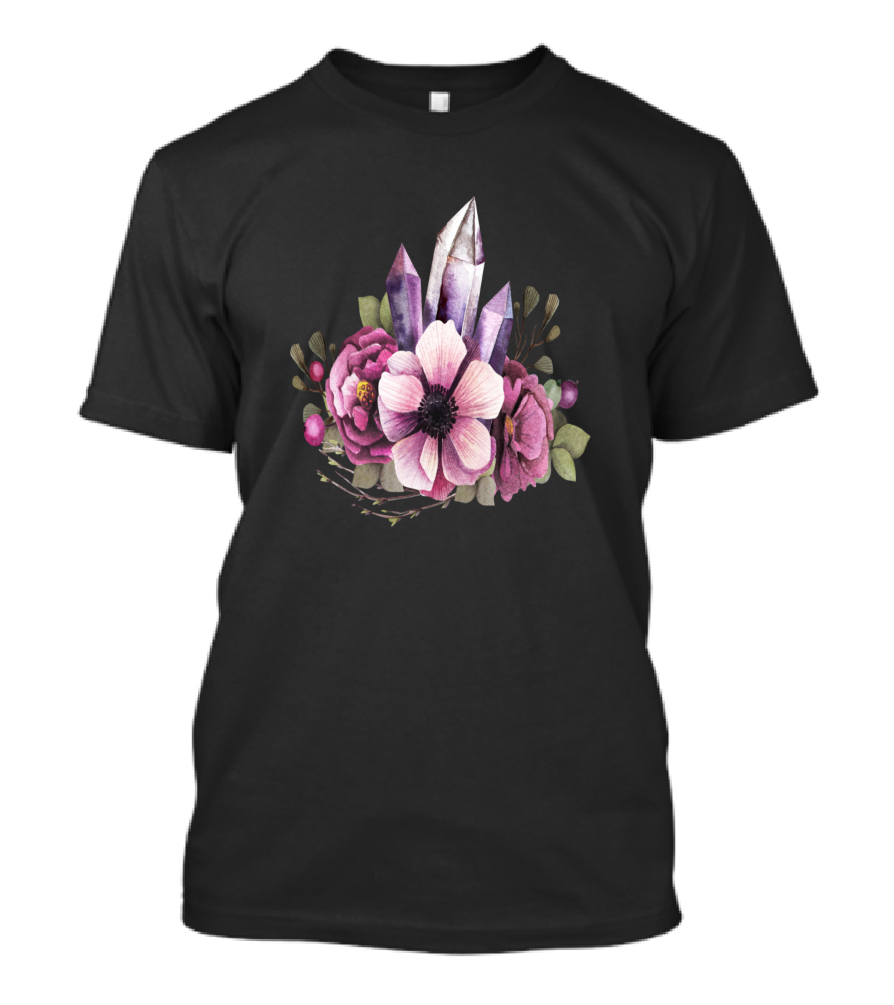 Crystal Floral Heart Bouquet With Purple And Pink Flowers T-Shirt