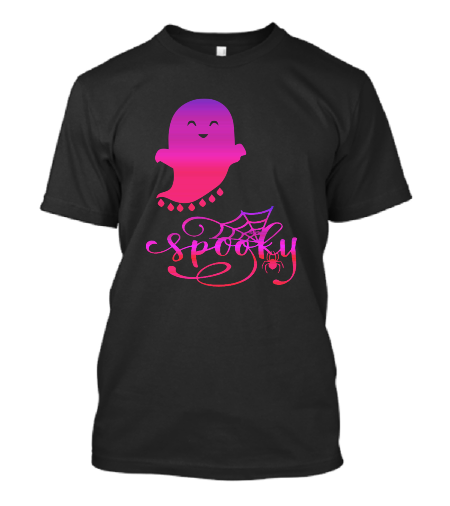 Spooky Cute Ghost With Spider And Web T-Shirt