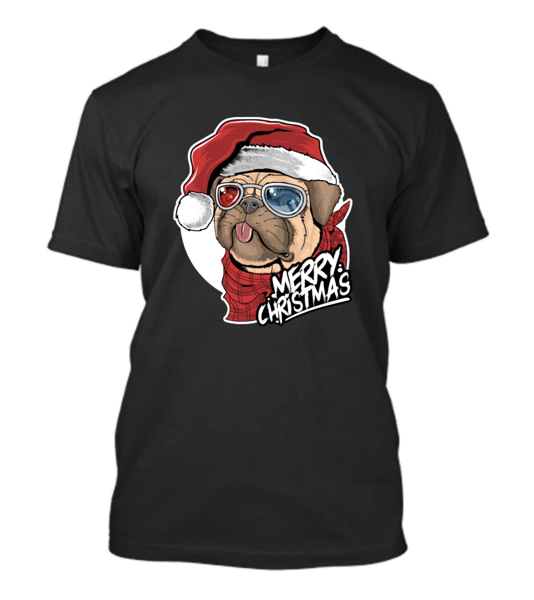 Dog Pug Puppy Merry Christmas Santa Claus T-Shirt