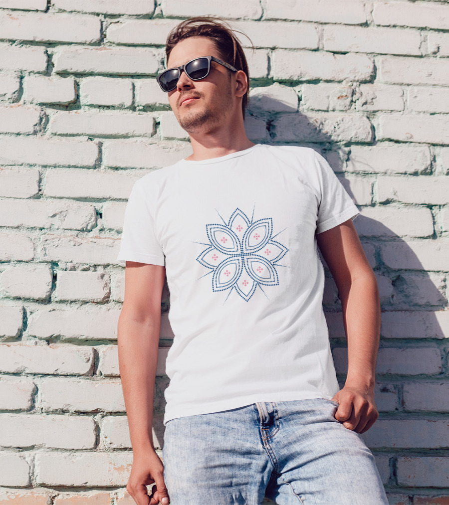 Dot Flower Geometric Pattern Blossoms T-Shirt
