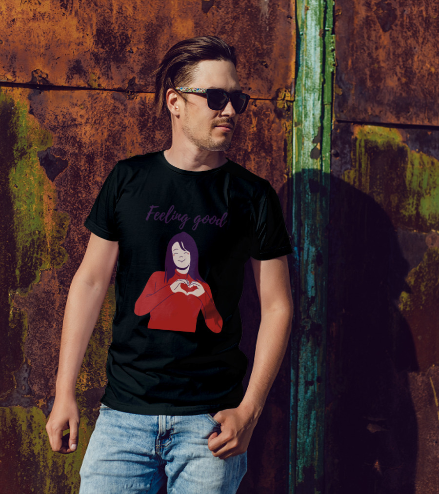 Feeling Good Happy Girl With Heart Hands T-Shirt