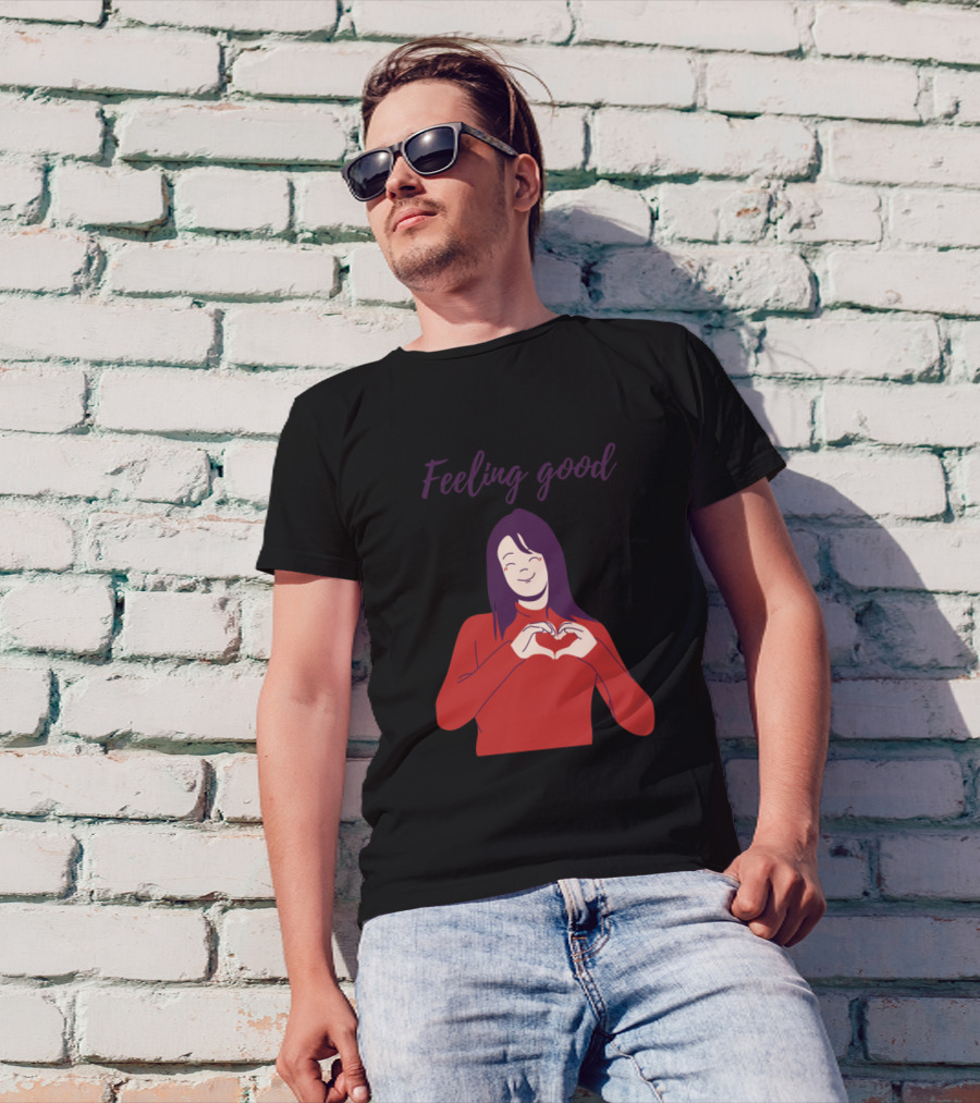 Feeling Good Happy Girl With Heart Hands T-Shirt