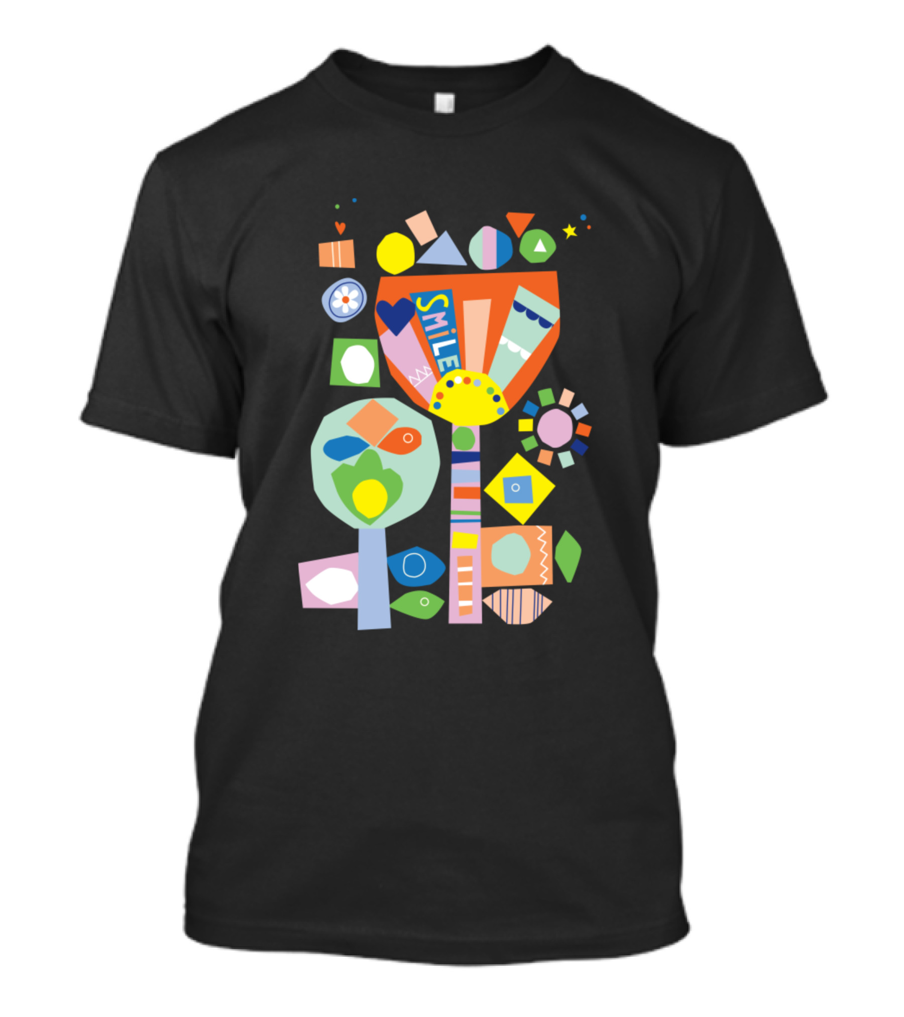 SMILE Flower Collage Geometric Colorful T-Shirt