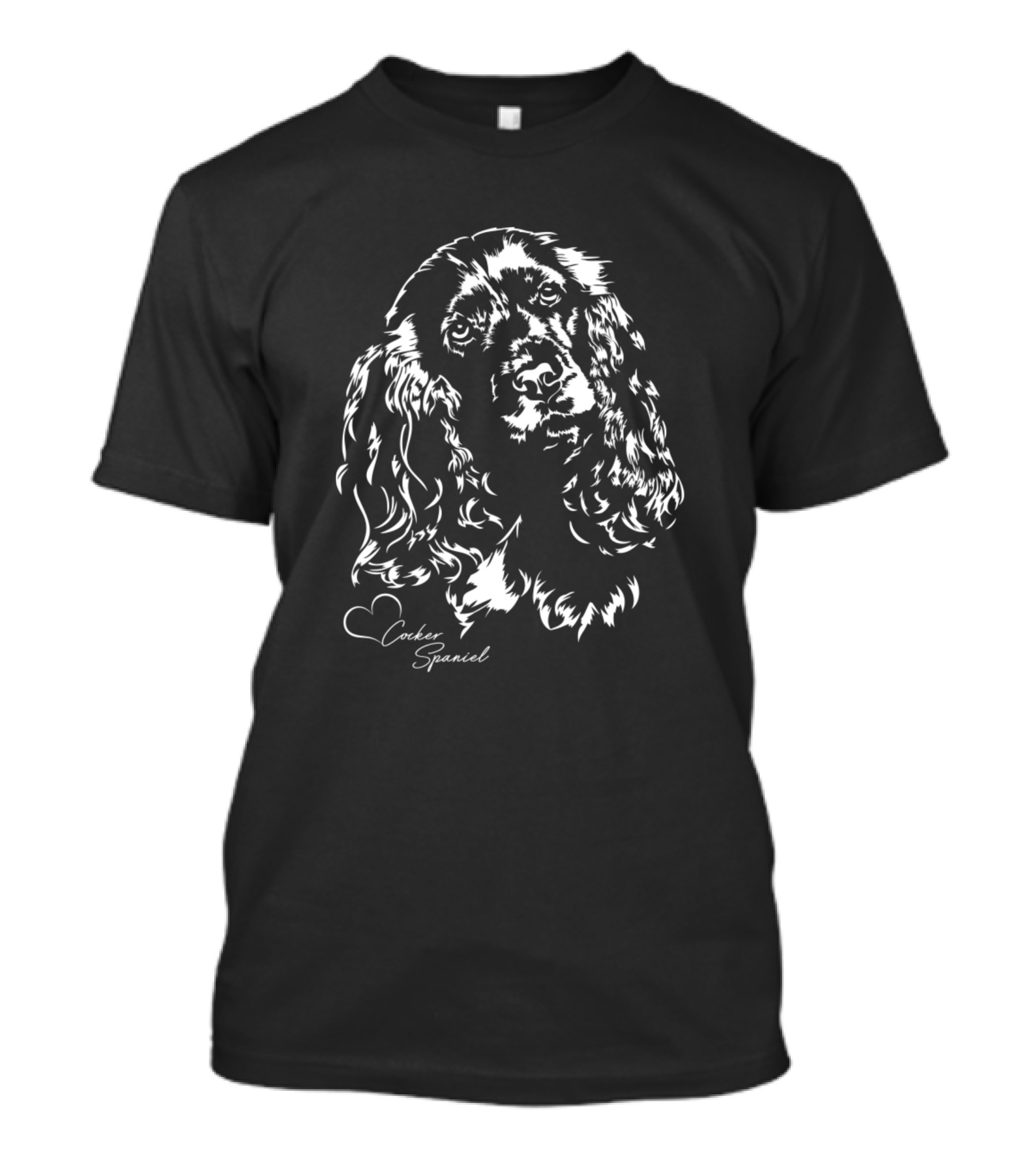 Proud English Cocker Spaniel Dog Sketch With Heart T-Shirt