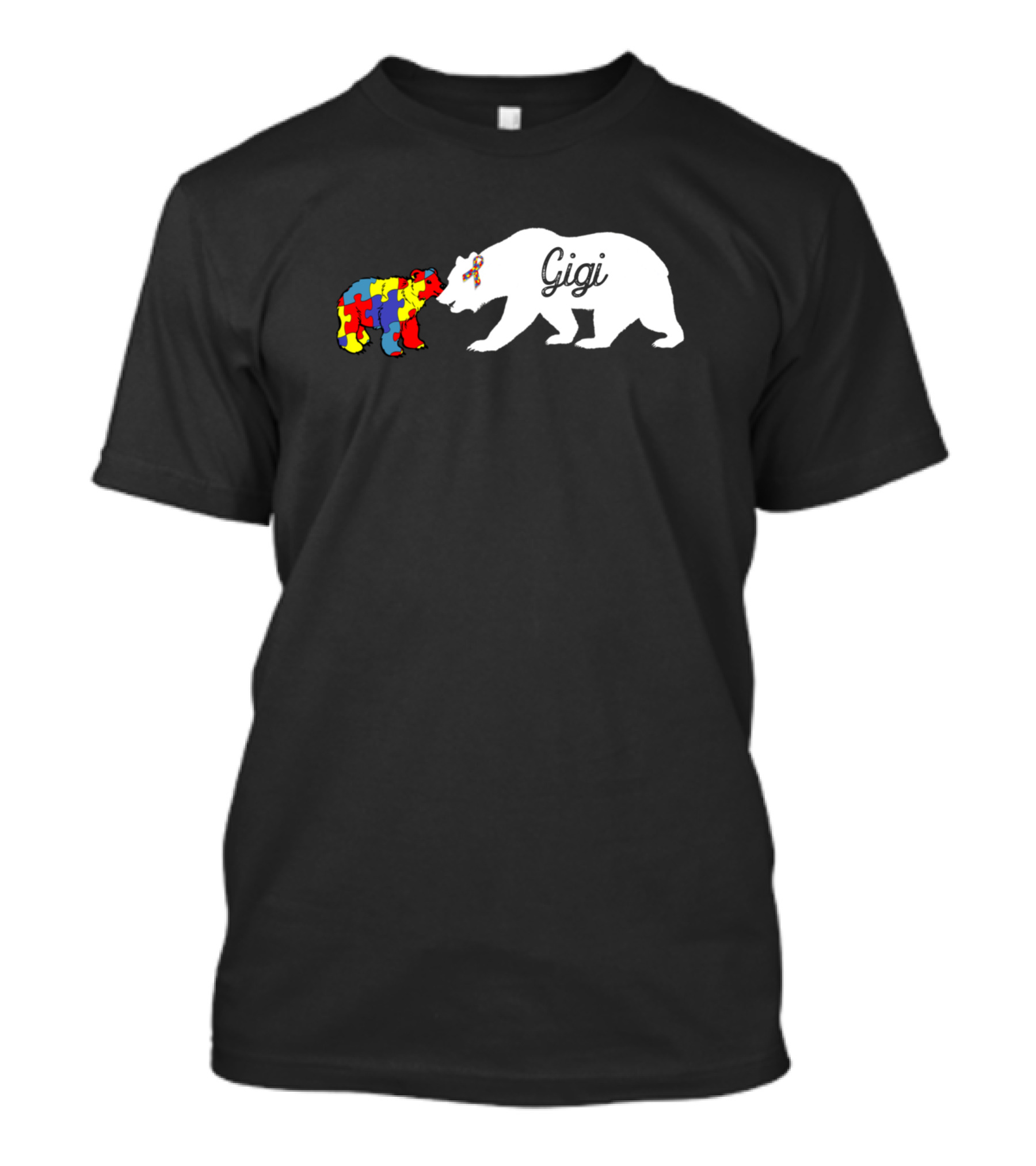 Gigi Bear With Colorful Puzzle Autism Awareness T-Shirt