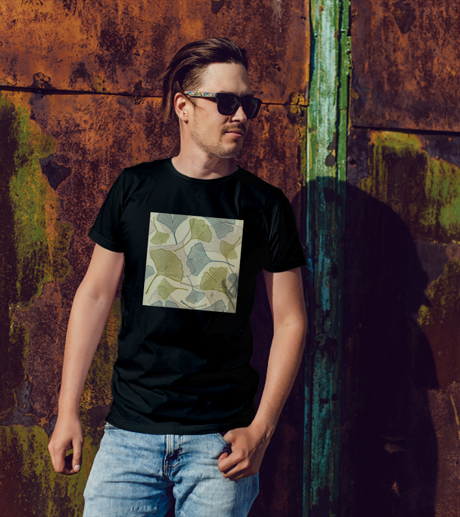 Ginkgo Leaves Pattern Botanical T-Shirt