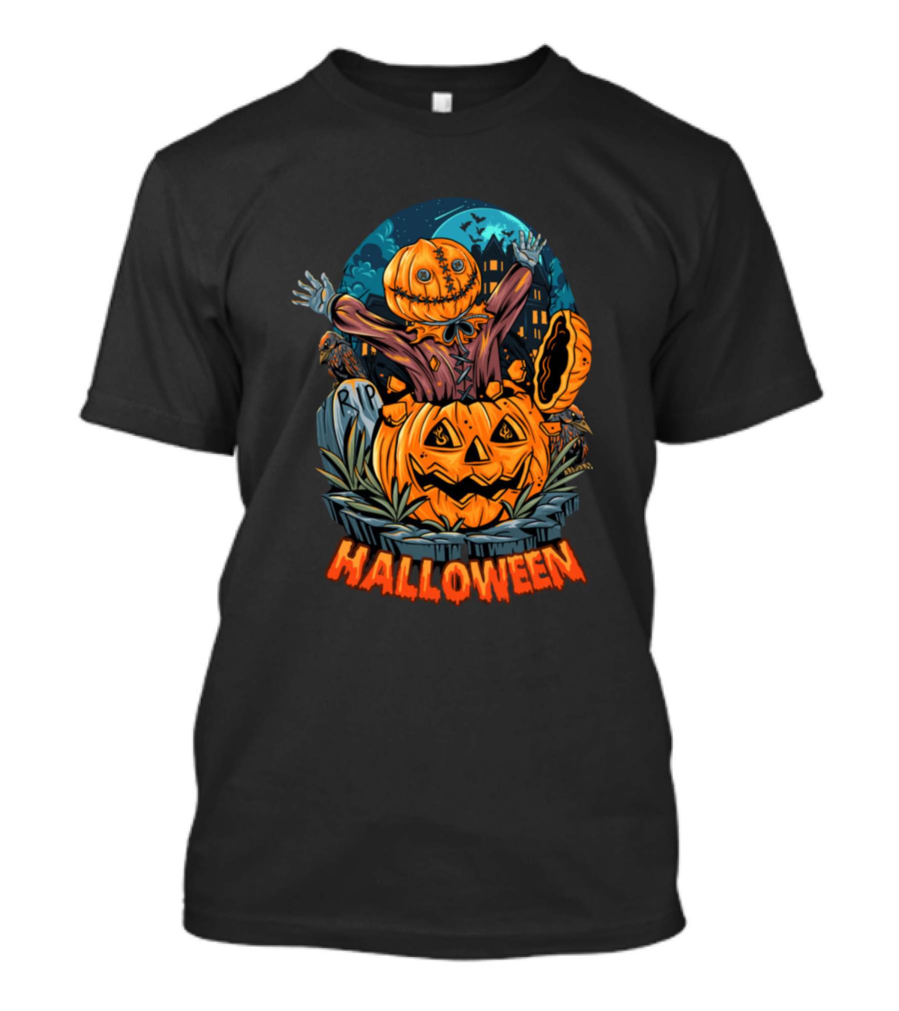 Halloween Pumpkin Scarecrow Witch Haunted House RIP T-Shirt