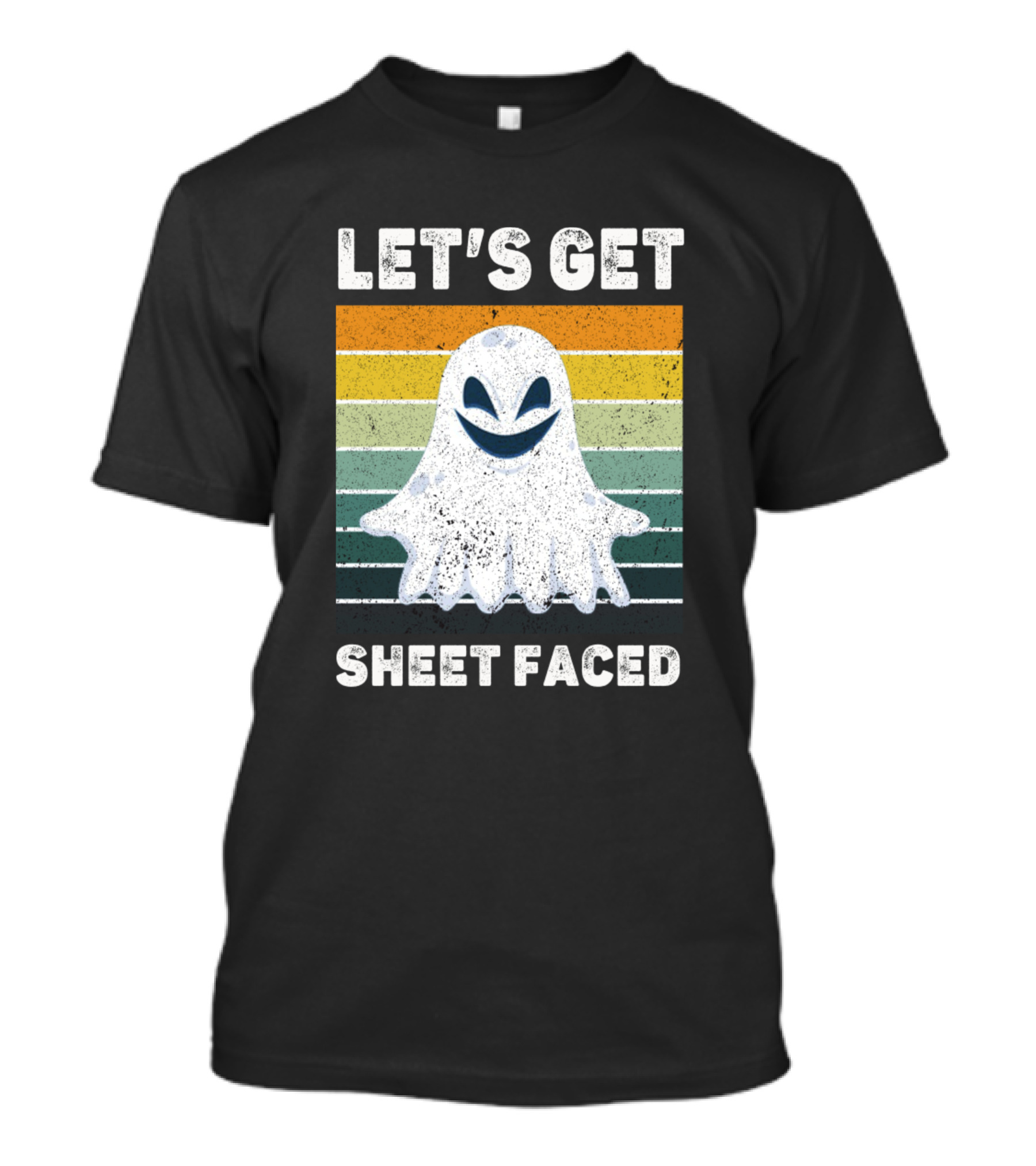 LET'S GET SHEET FACED Ghost Retro Stripes T-Shirt