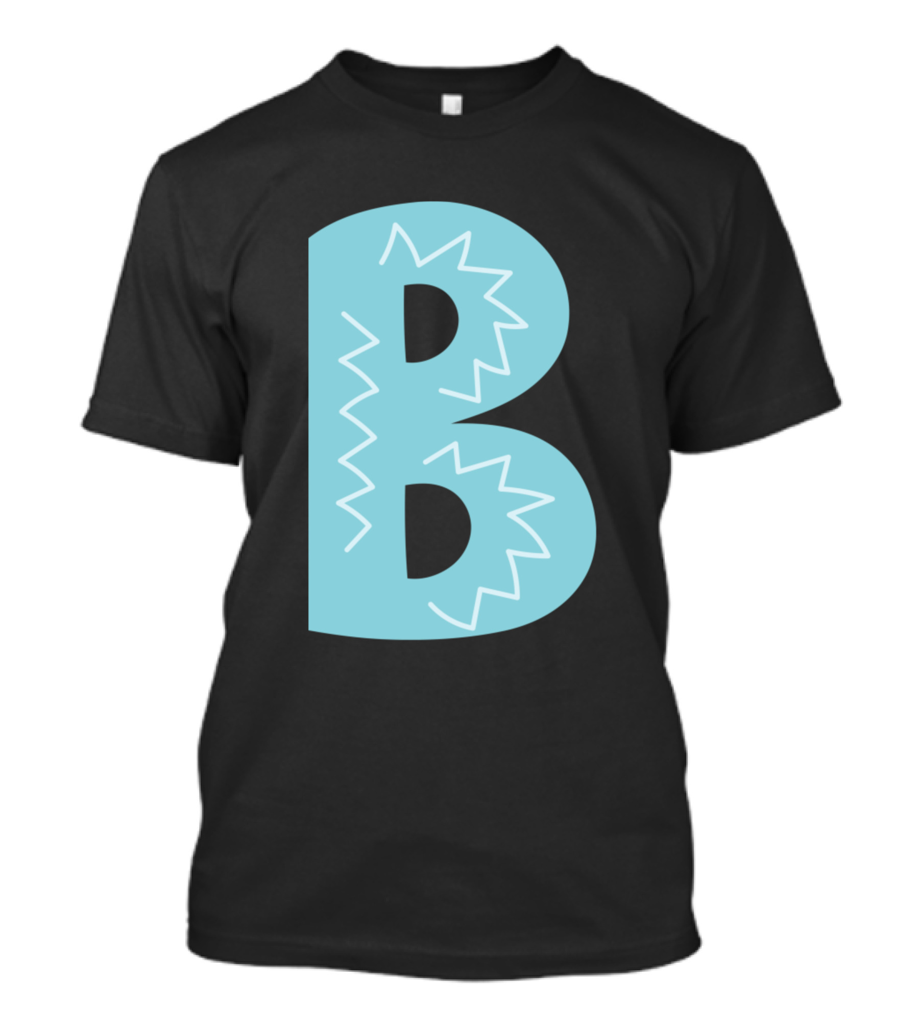 Letter B Forest Alphabet Blue Zigzag T-Shirt